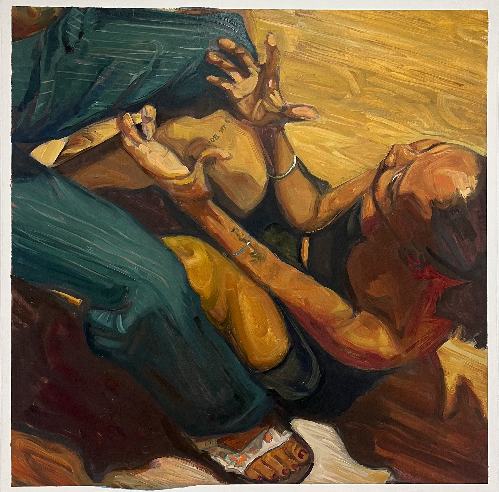 quick like flames, oil on canvas, 36 x 36 inches, 2025