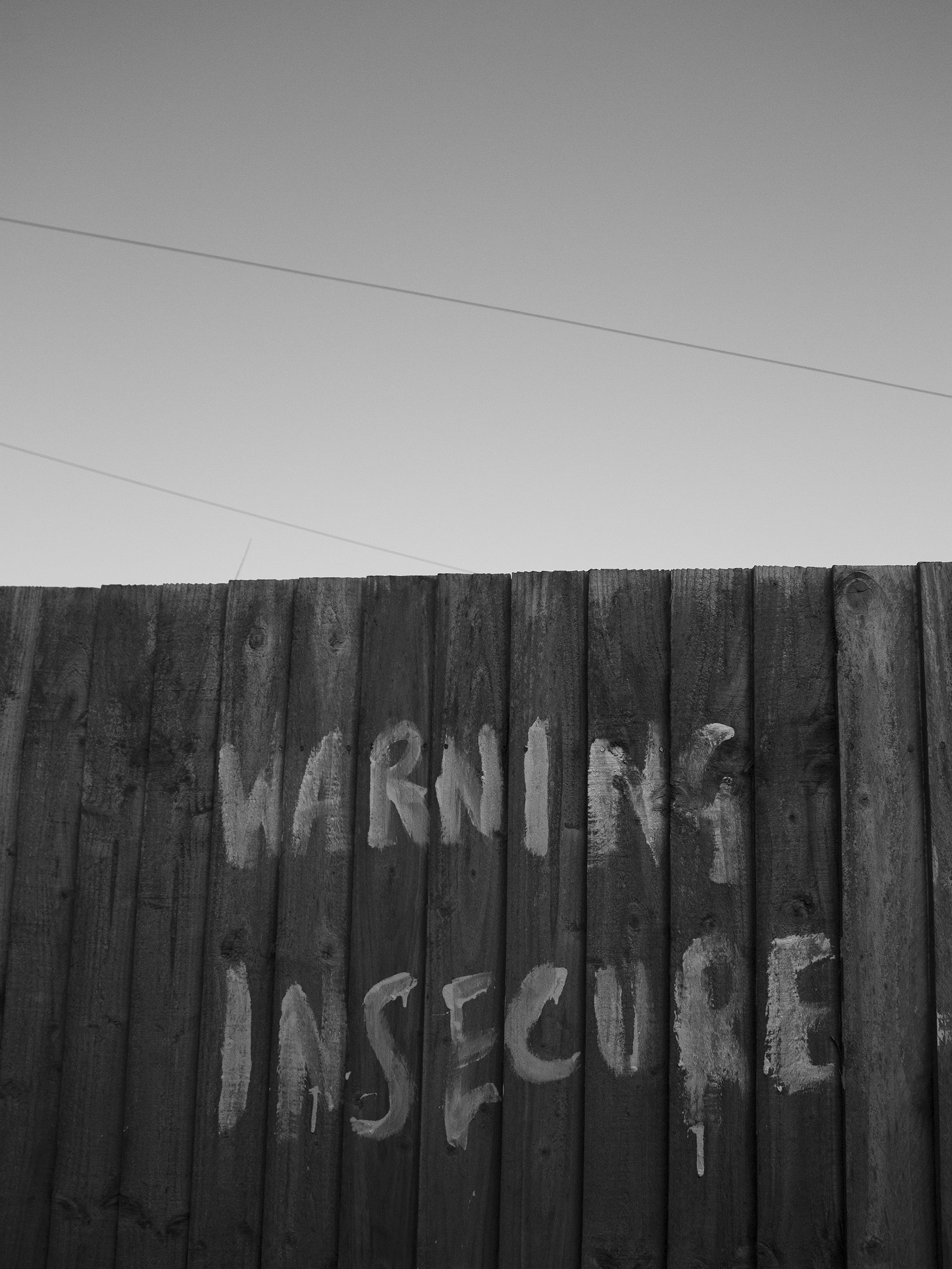 WARNING INSECURE - featured in multiple exhibitions, B&W by Neath