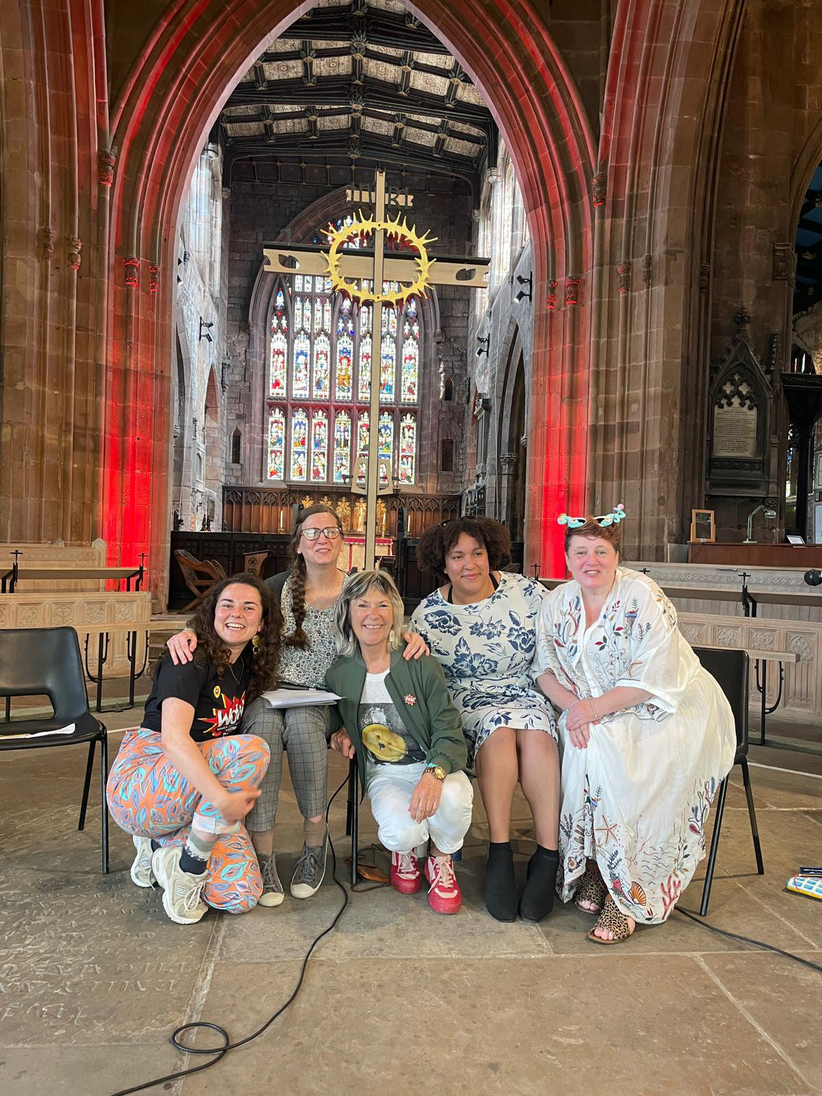 Jude Kelly, Jennifer Booth, Georgia Bondy, Vicky Morris and Neath Champion-Shorr after the 'Let's Talk Mental Health and Neurodiversity' Panel - Arranged and chaired by Neath as part of her producing role during WOW Rotherham 2024