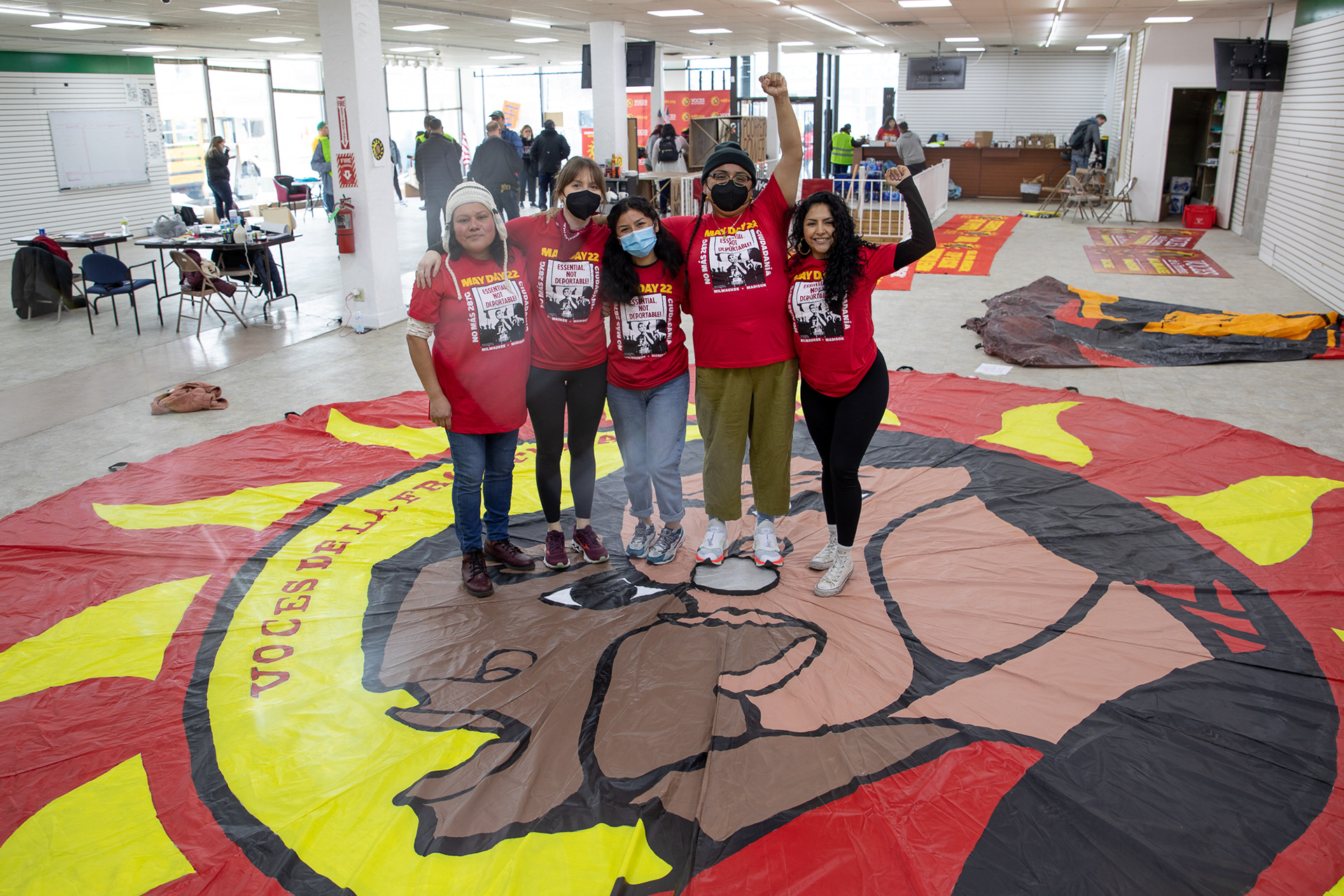 24 foot parachute design with the Voces logo