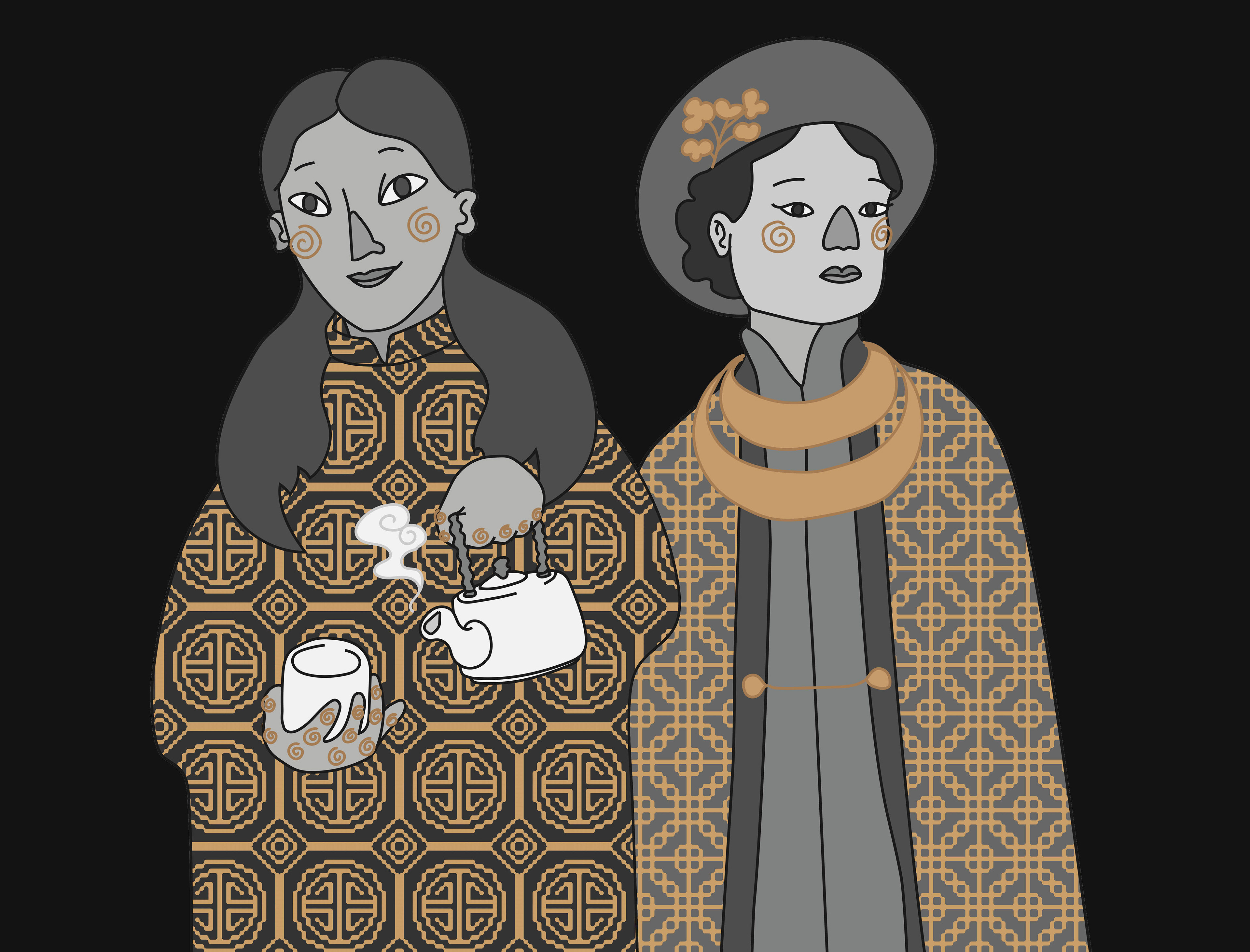 PEOPLE & PATTERNS: CHINA AND VIETNAM. Illustration, digital