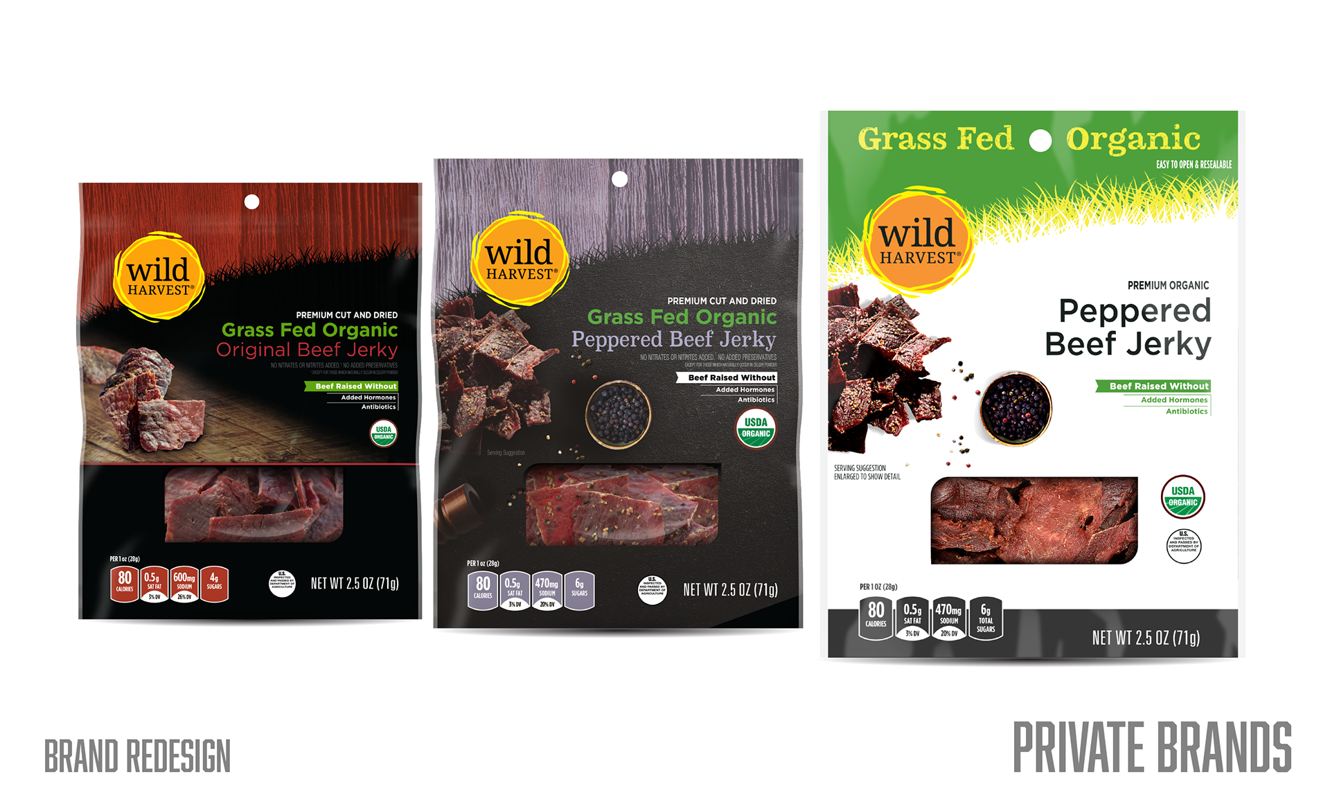 Design Refresh - wild harvest Organic Jerky Products (proposed to final)
