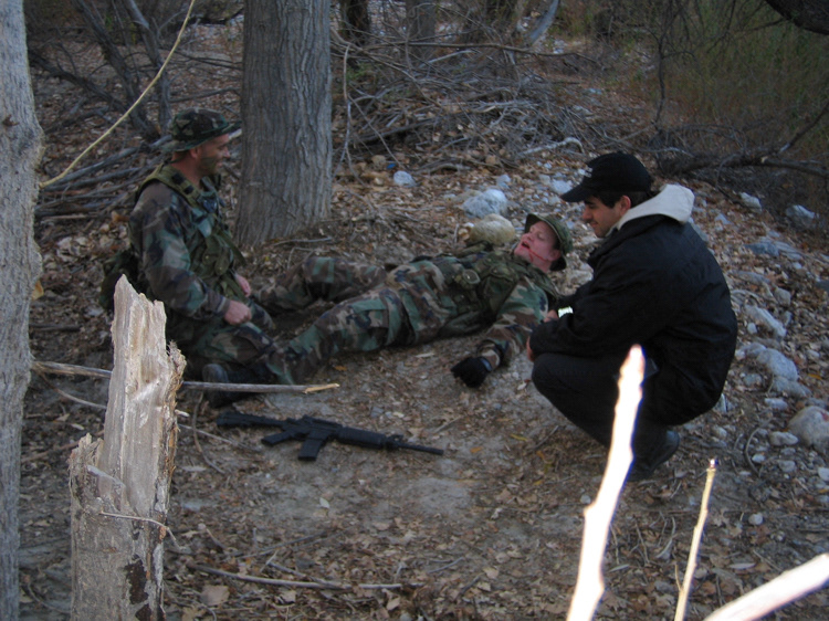 On set of Left Behind with Charlie Parrish, coordinated by Joe Perez.