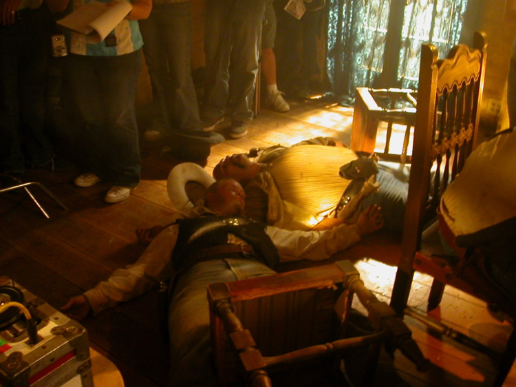 Dead next to Nils Allen Stewart on set of All Souls Day.