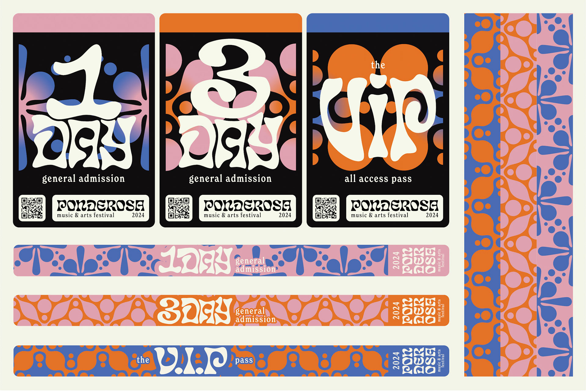 Variations of festival passes, wristbands, and lanyards