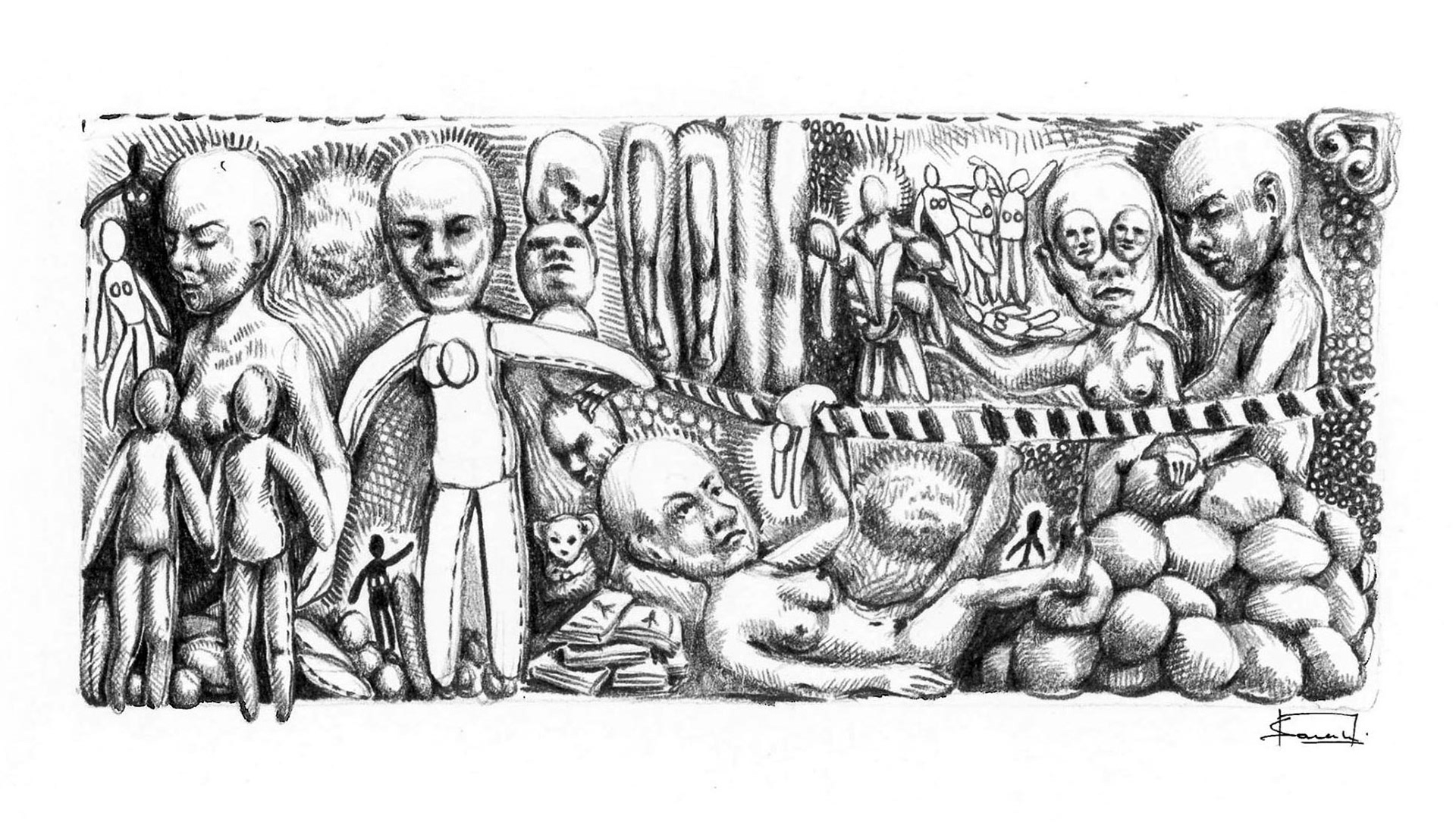 Brainworld II - pencil on paper - ca. 12 cm x 6 cm - 2018