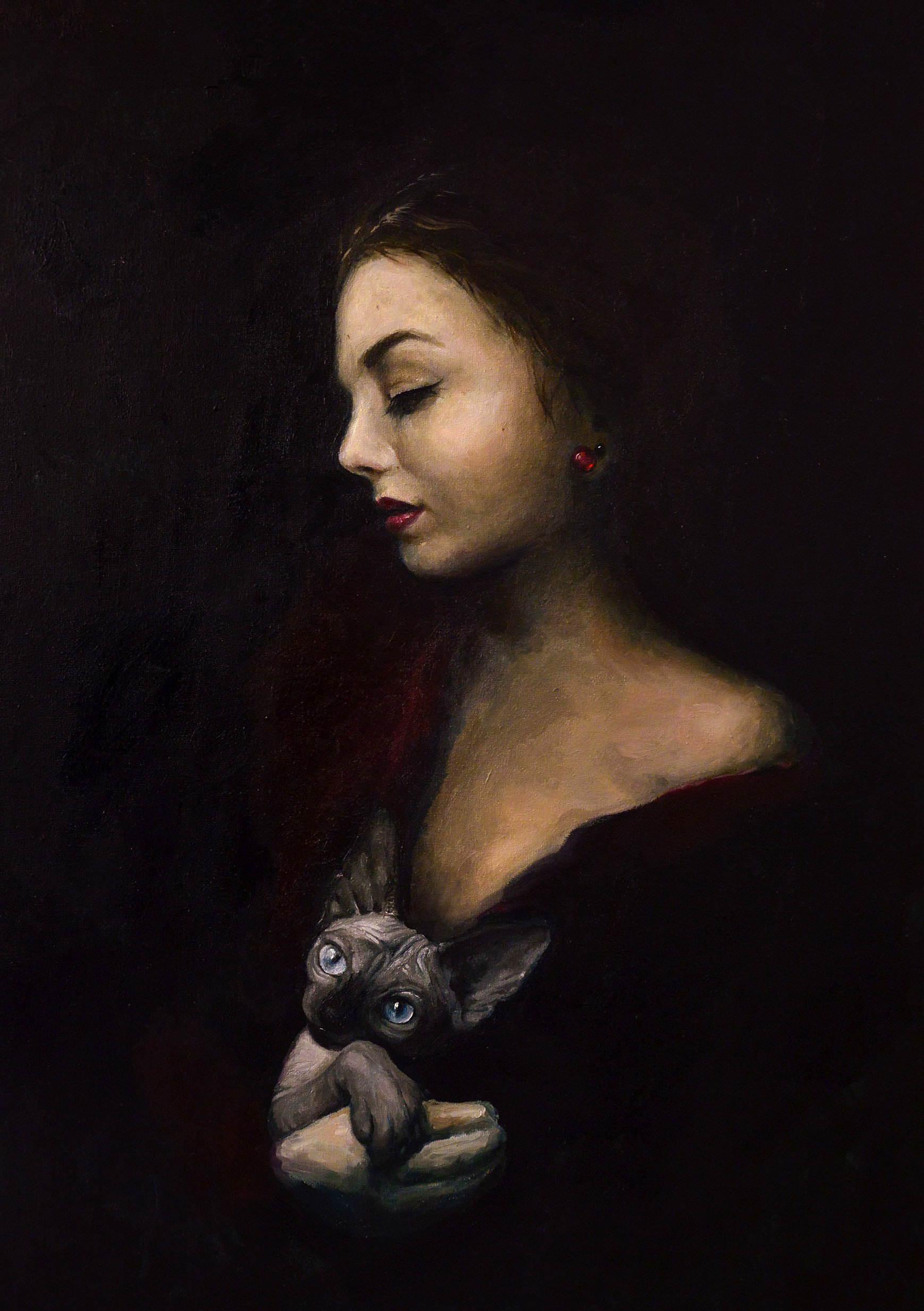 Salamandrina with Ségolène - oil on canvas - 50 cm x 70 cm - 2019