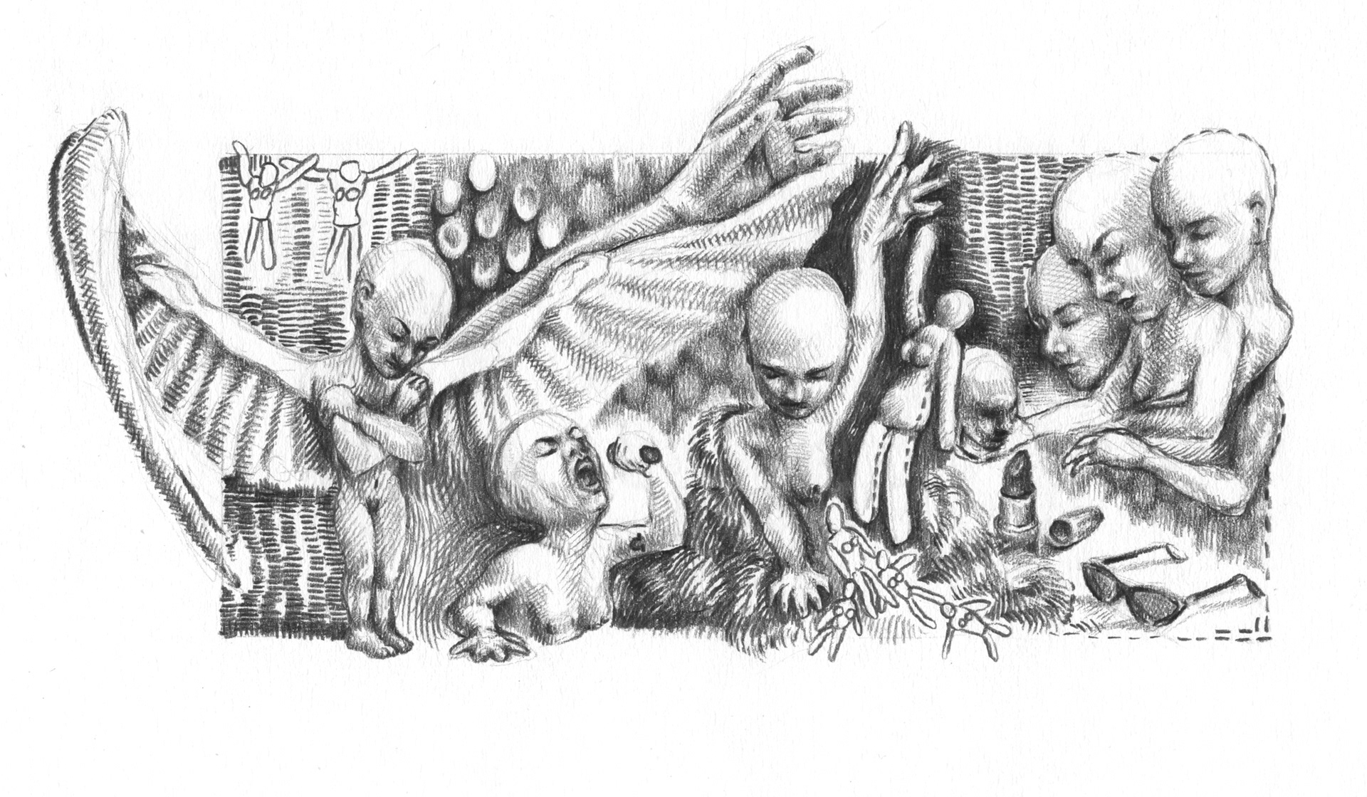 Brainworld X - pencil on paper - 13 cm x 7 cm - 2019