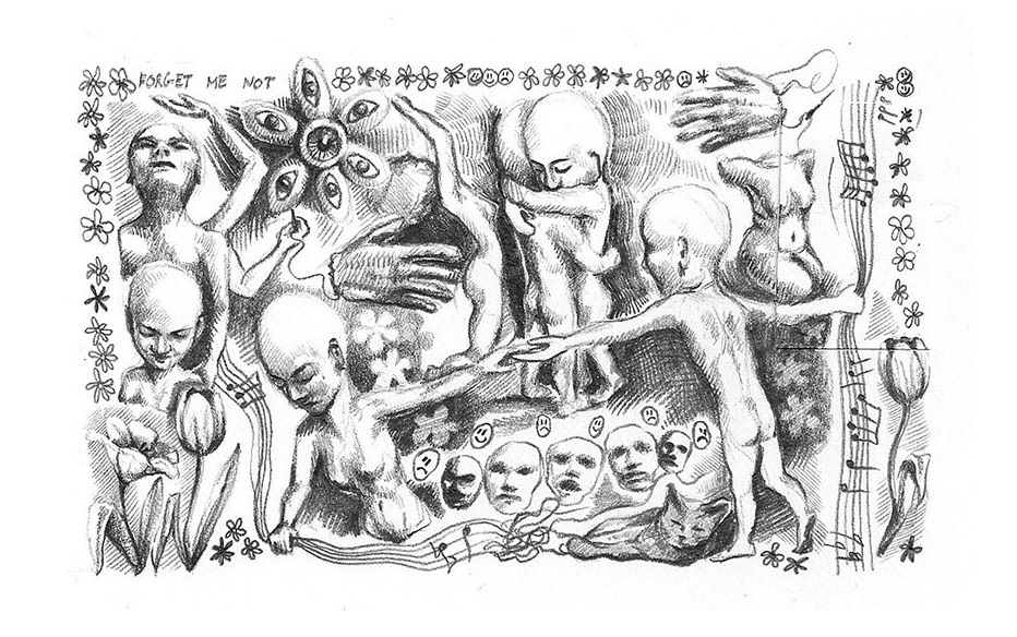Brainworld XIII (Emotional Lockdown) - pencil on paper - ca. 12 cm x 7 cm - 2020