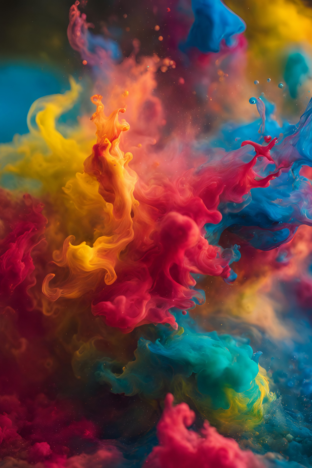 An explosion of pink, yellow and blue paint