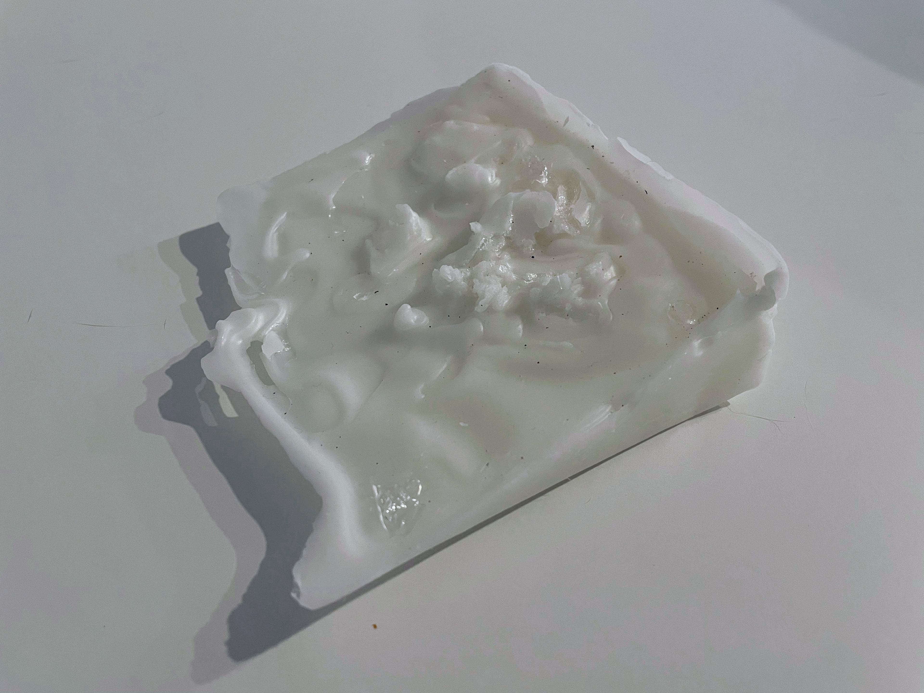 Concept Model - Studying water shaping topography (Wax and clear glue)