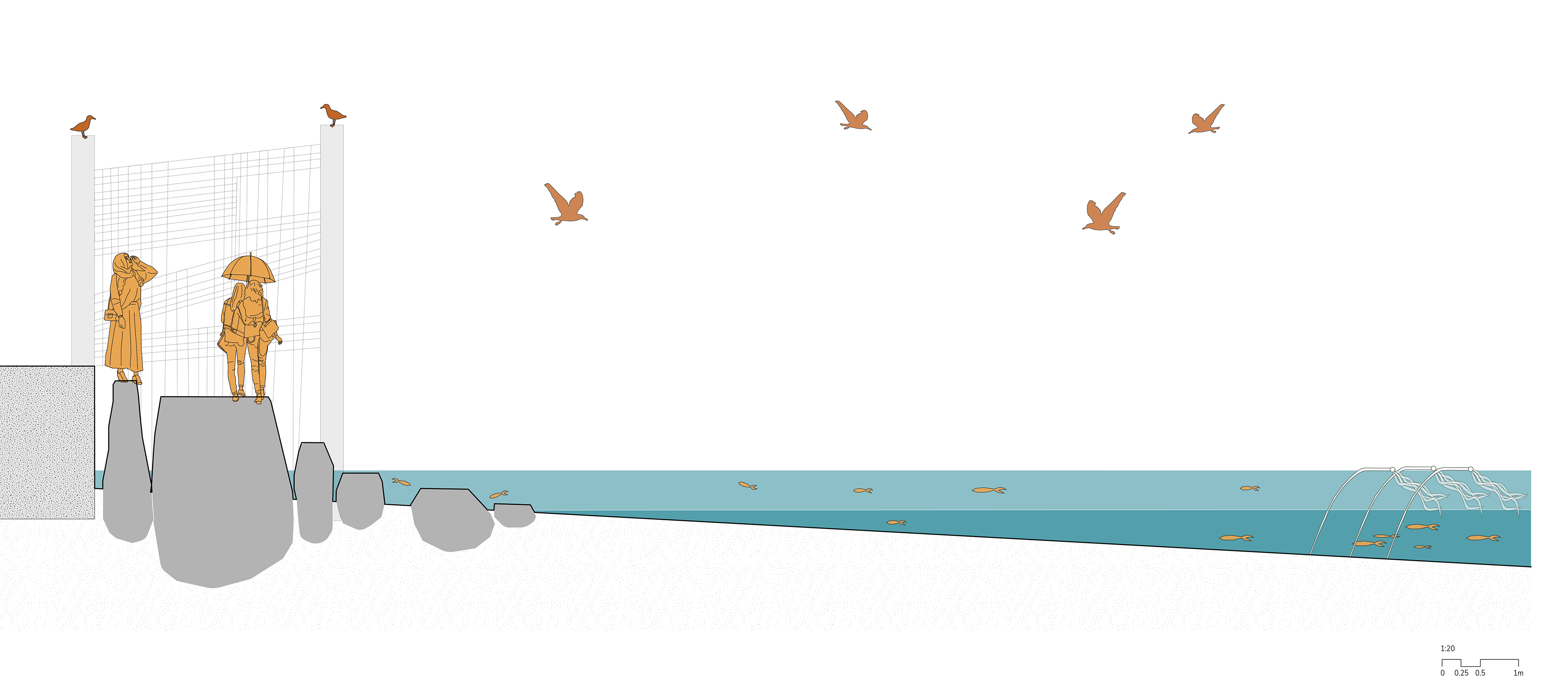 Site Intervention Plan - Path descending into water (Illustrator)