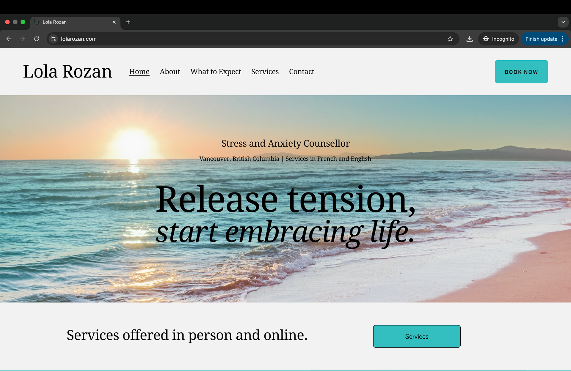 Homepage - above the fold