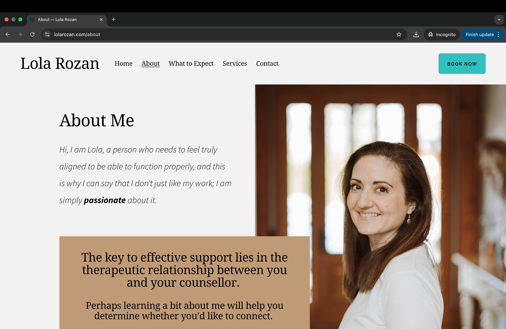 About page - above the fold