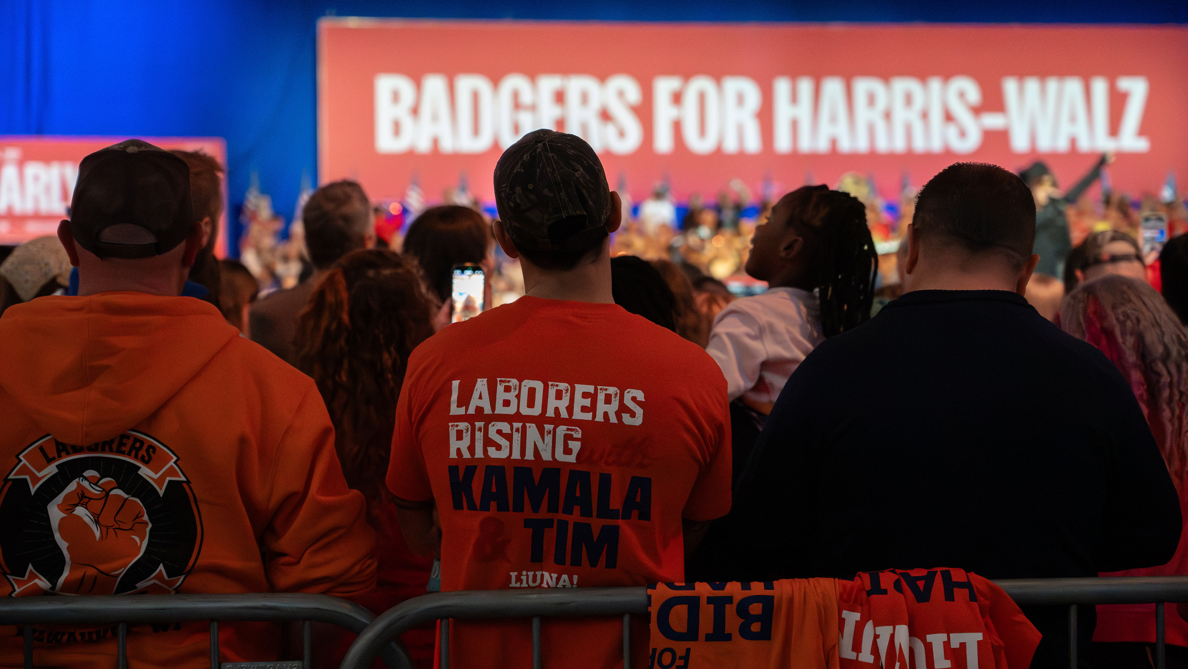 Supporters rally for Kamala Harris in Madison, WI. October 2024.