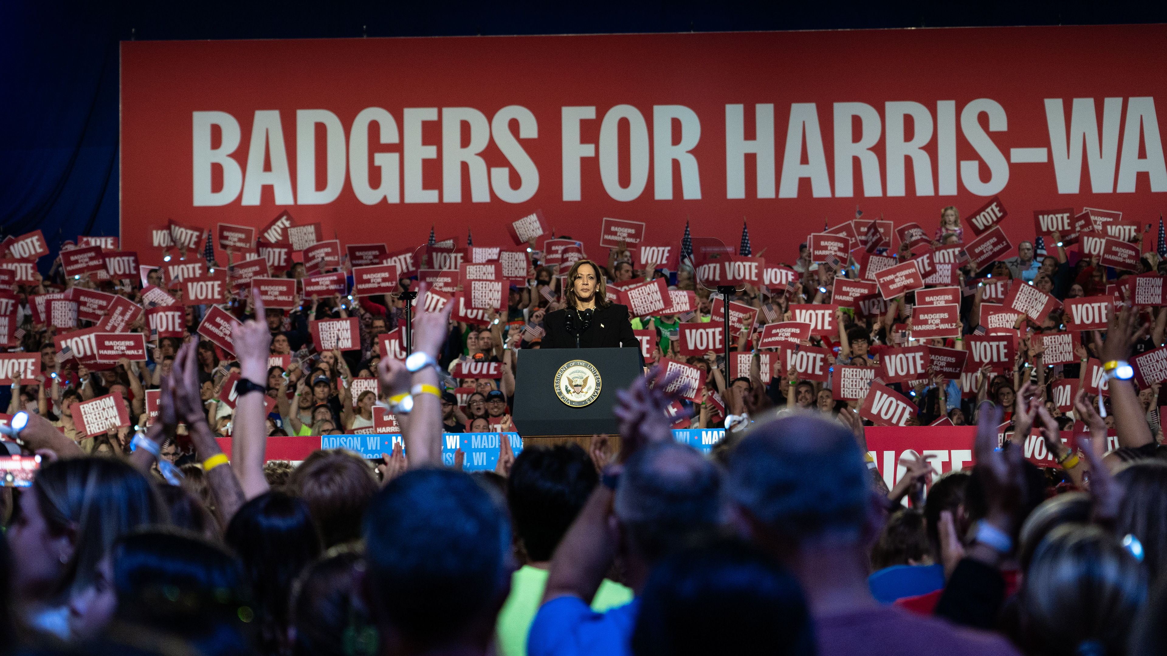 VP Harris at the Badgers for Harris-Walz rally and concert. October 2024