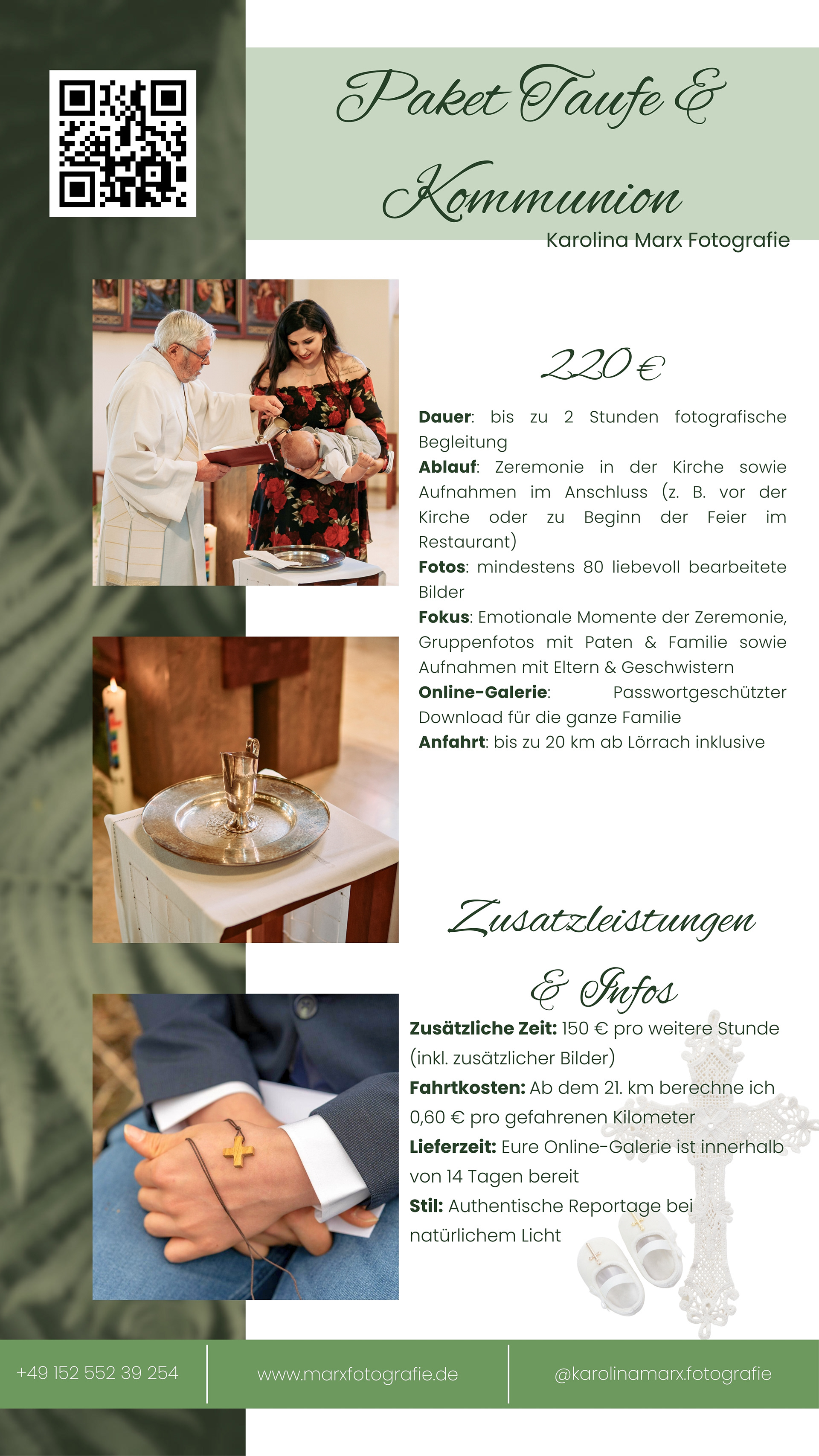 Preise Taufe und Kommunion Fotoshooting Begleitung Lörrach Karolina Marx Fotografie