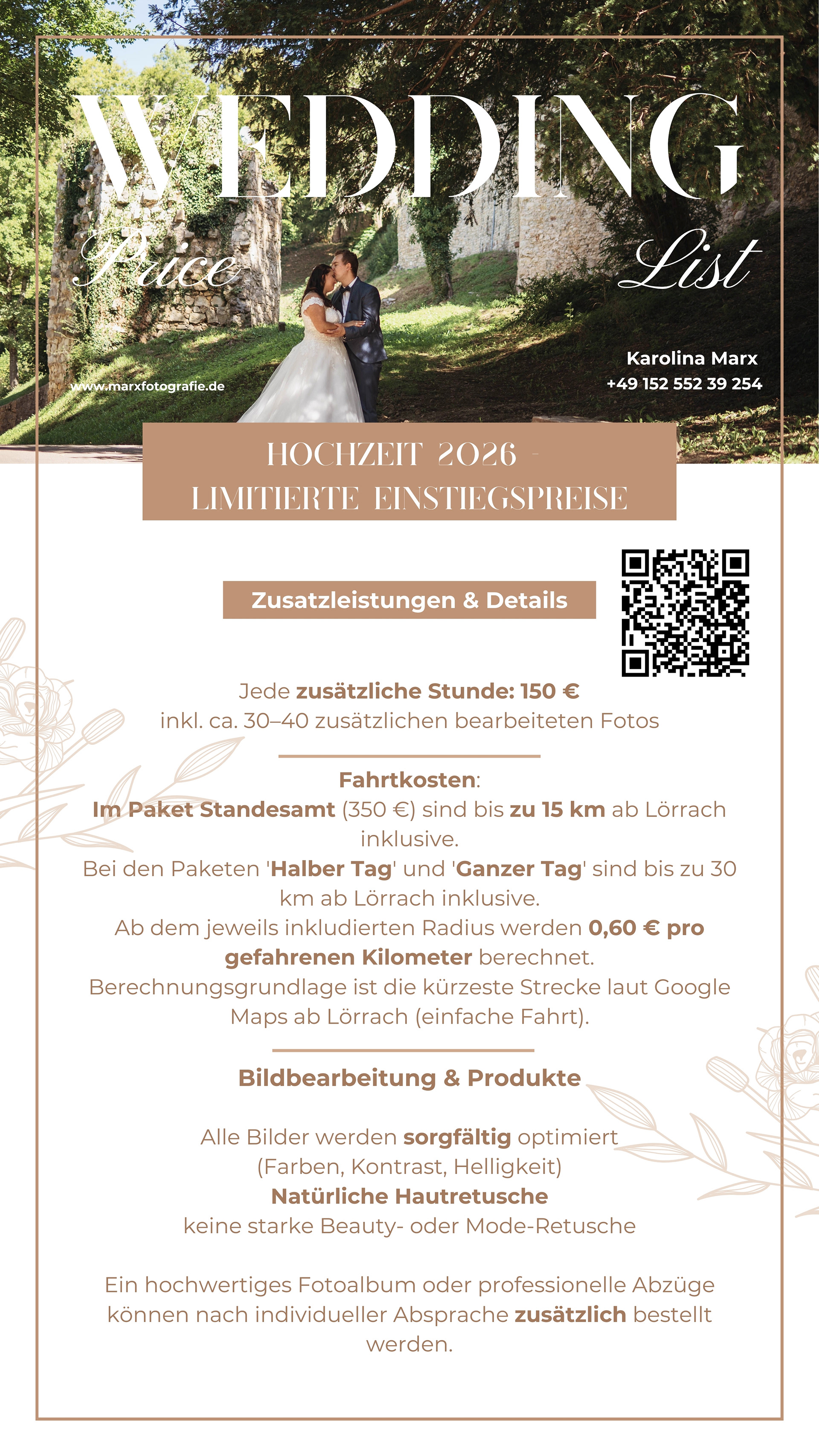 Hochzeitsfotografie in Lörrach – natürliche und emotionale Momentaufnahmen Price