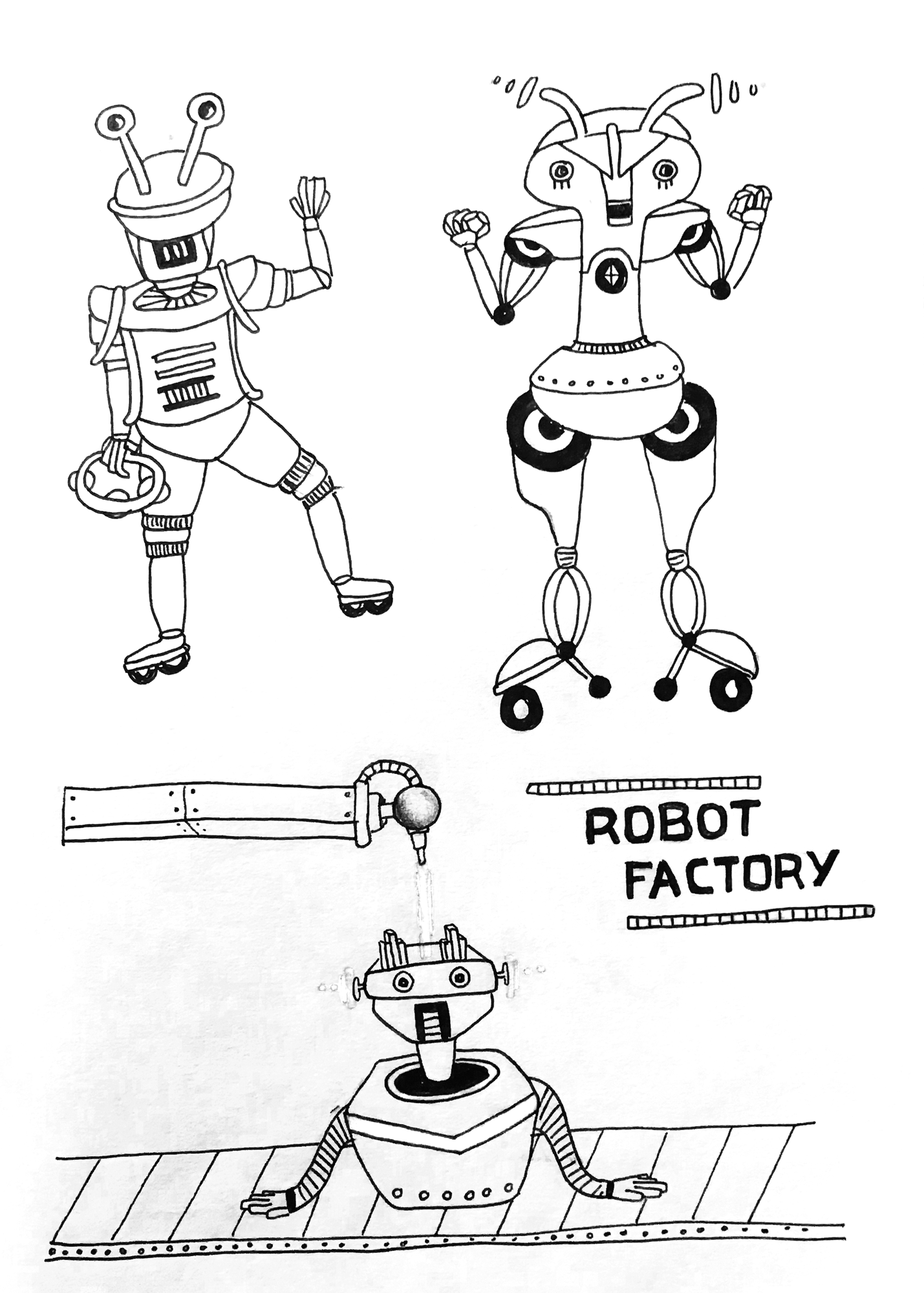 Character brainstorming sketches