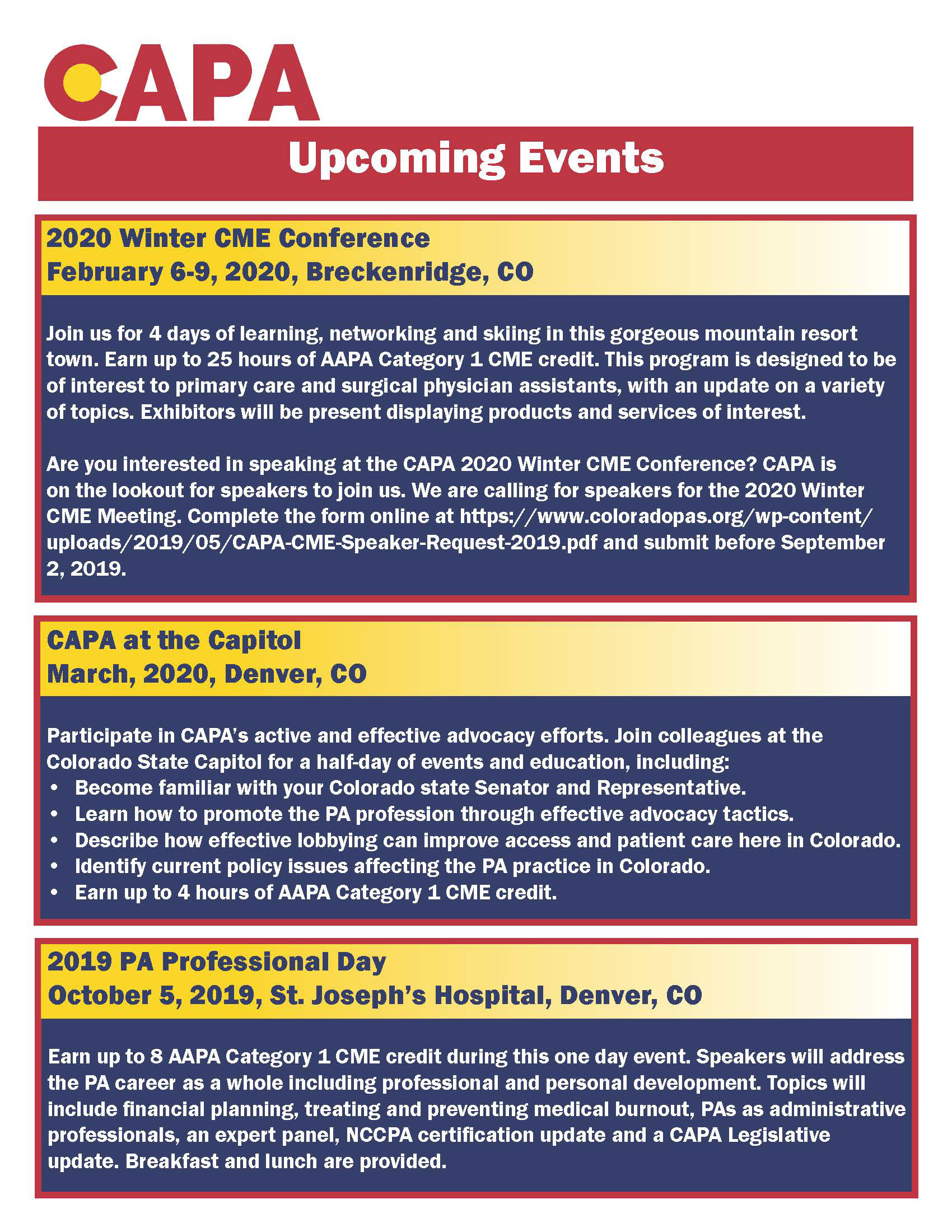 Upcoming events