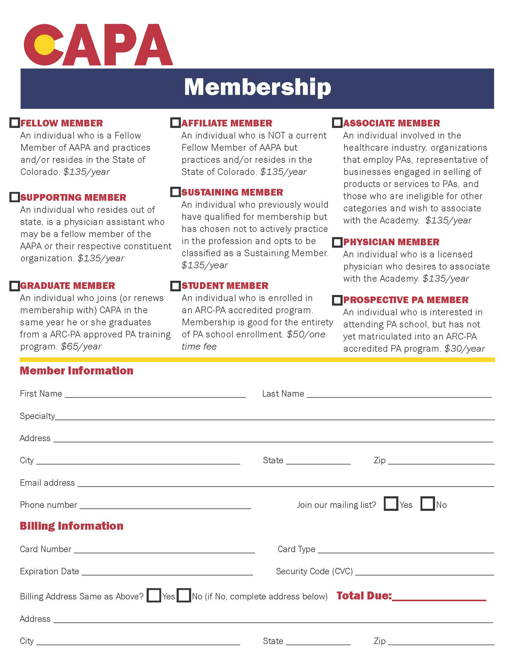 Member levels & application