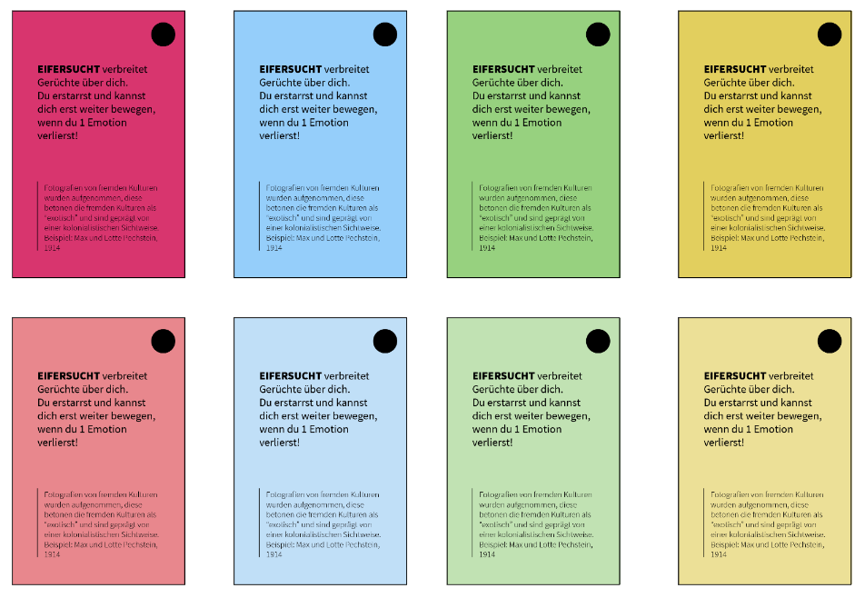 My first drafts for the card colors.