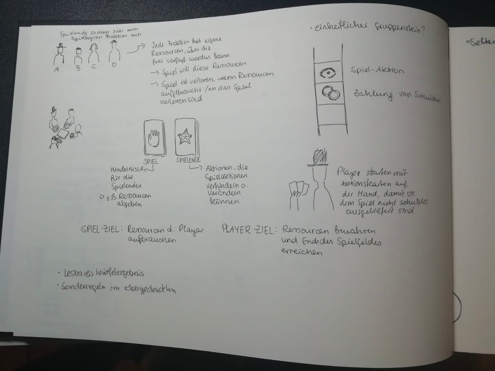 Some first ideations of ways to implement the players vs game mechanic