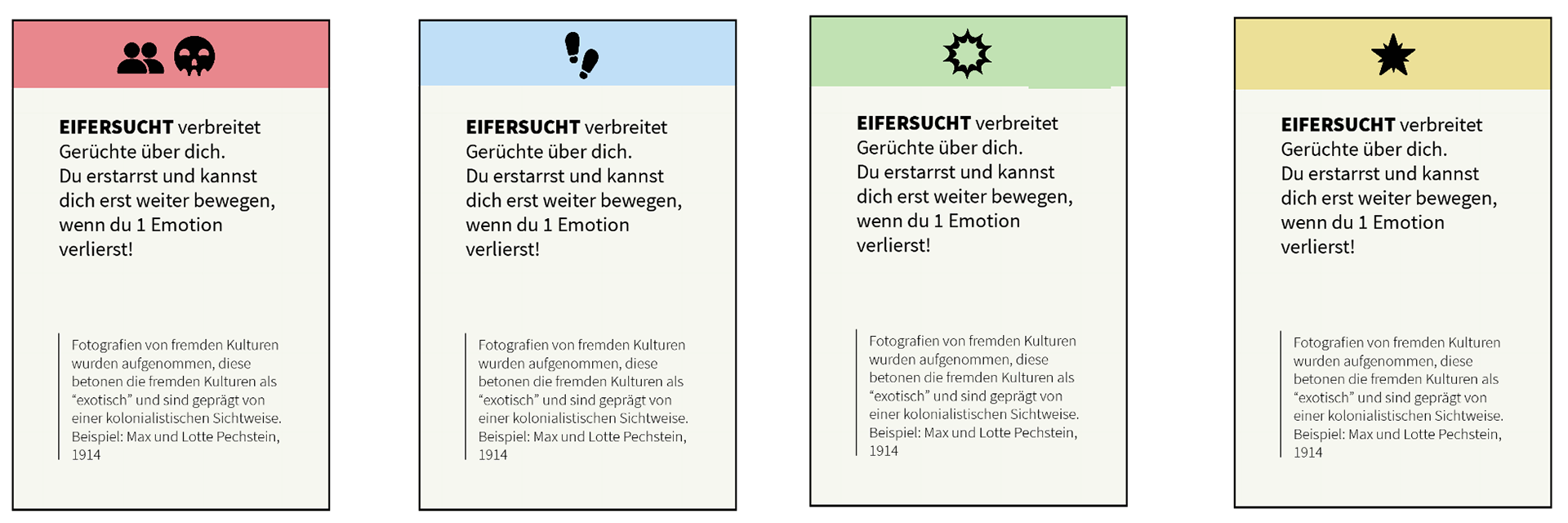 Card drafts with the new symbols.