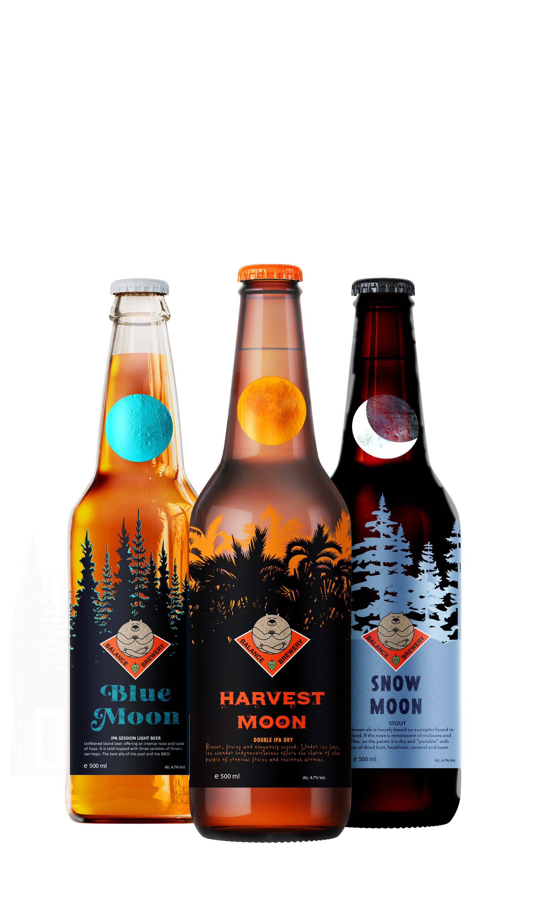 3 different kinds of beer bottles designs
