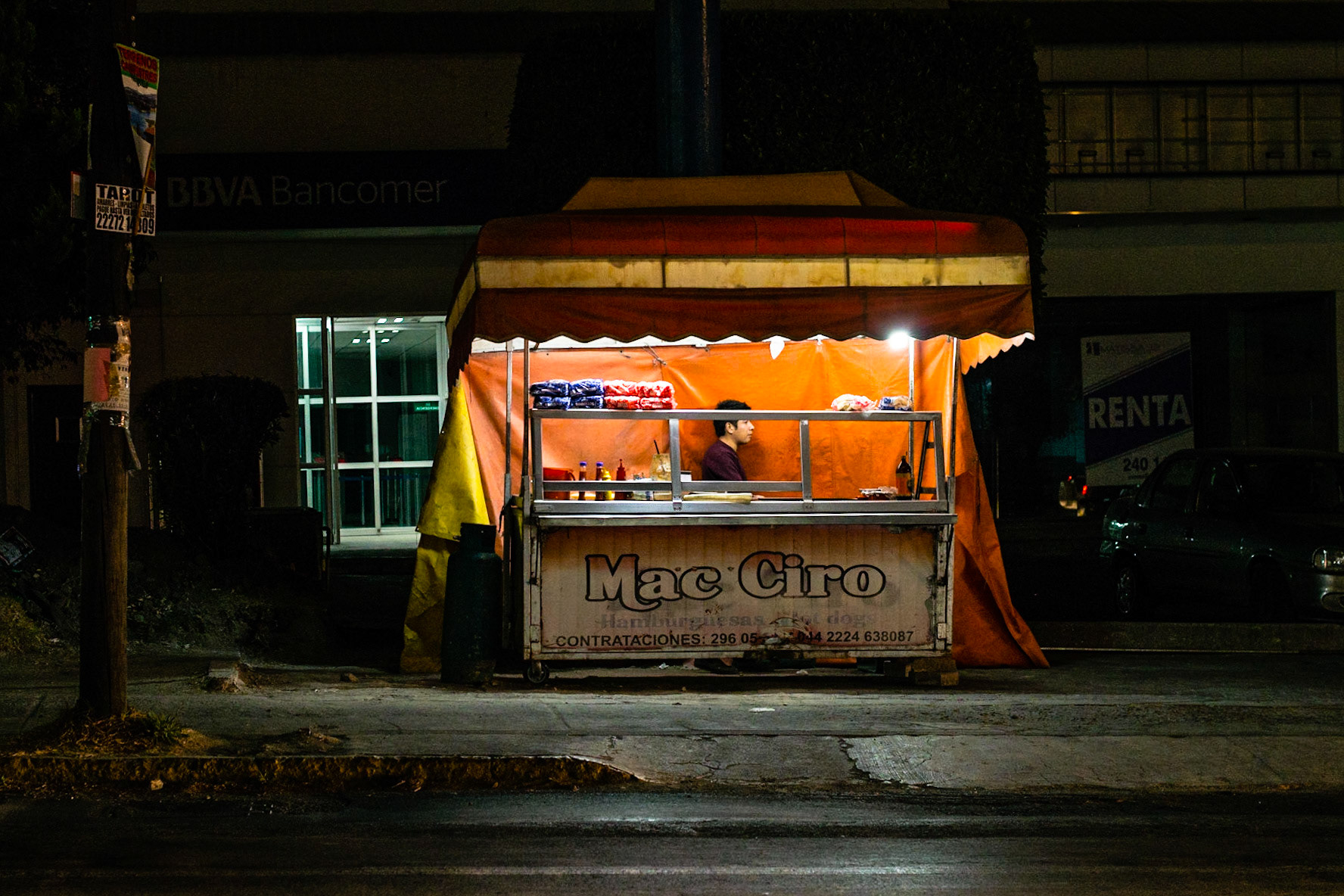 Other kinds of popular street food are hamburgers and hotdogs, food stands often remain in the same spot for years and are subject to inspections like any other food service.