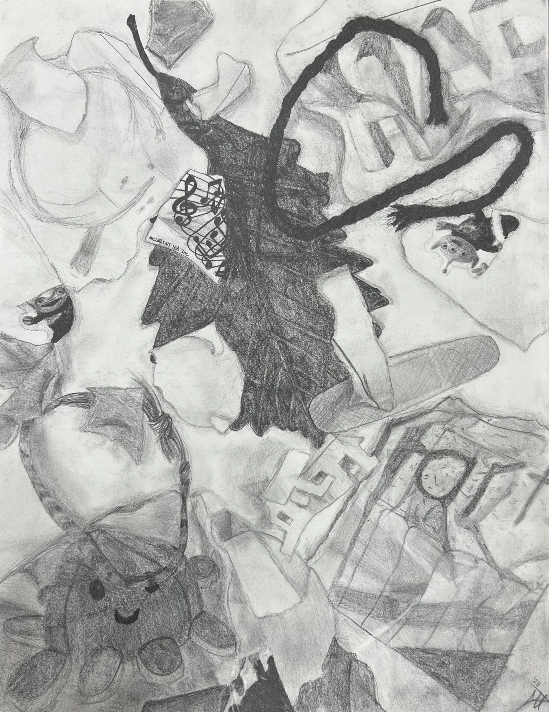 Trompe l'oeil; graphite on paper