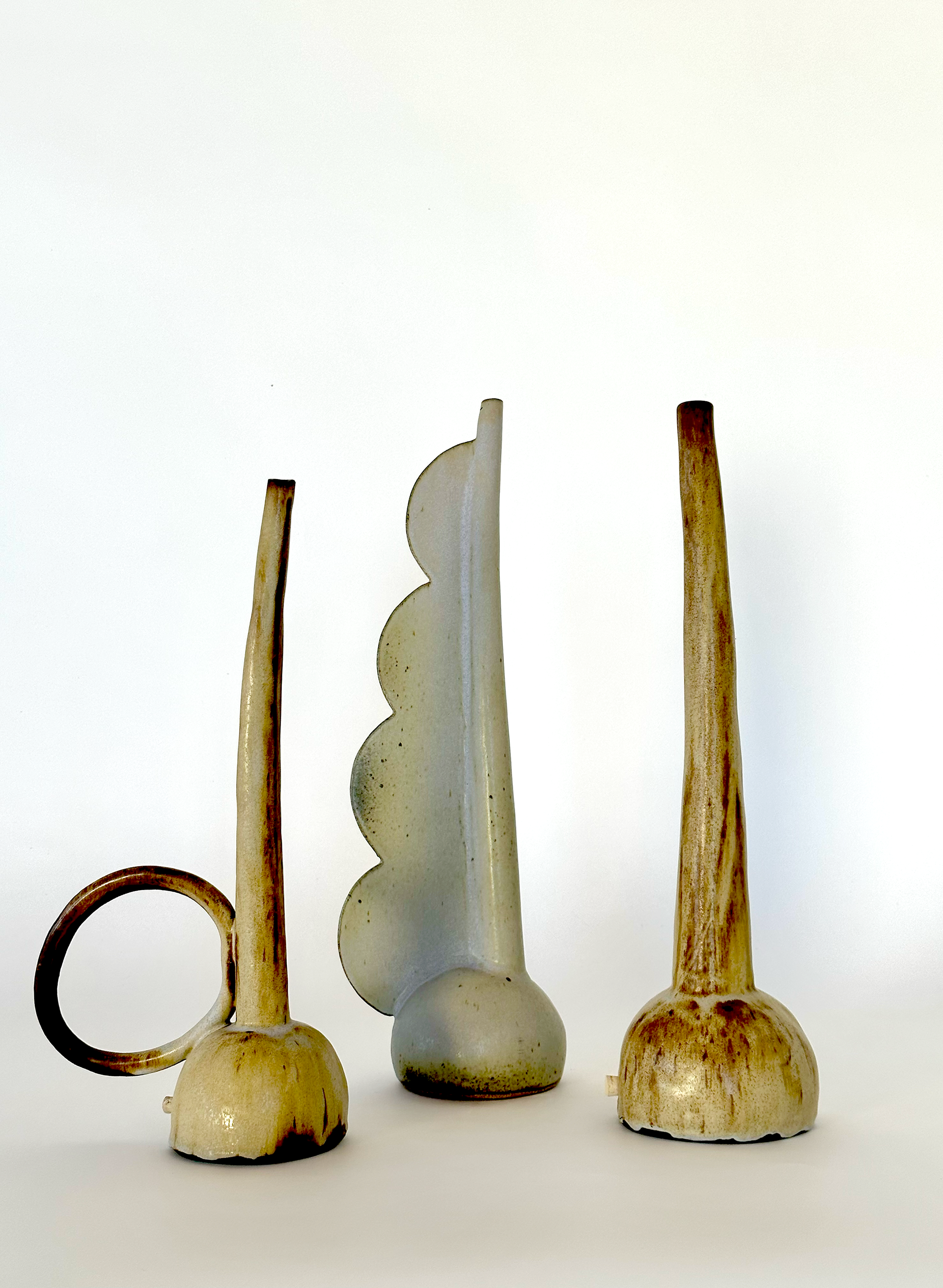 Cone 10 Stoneware & Glaze approx each a t20”x 6” x 5”