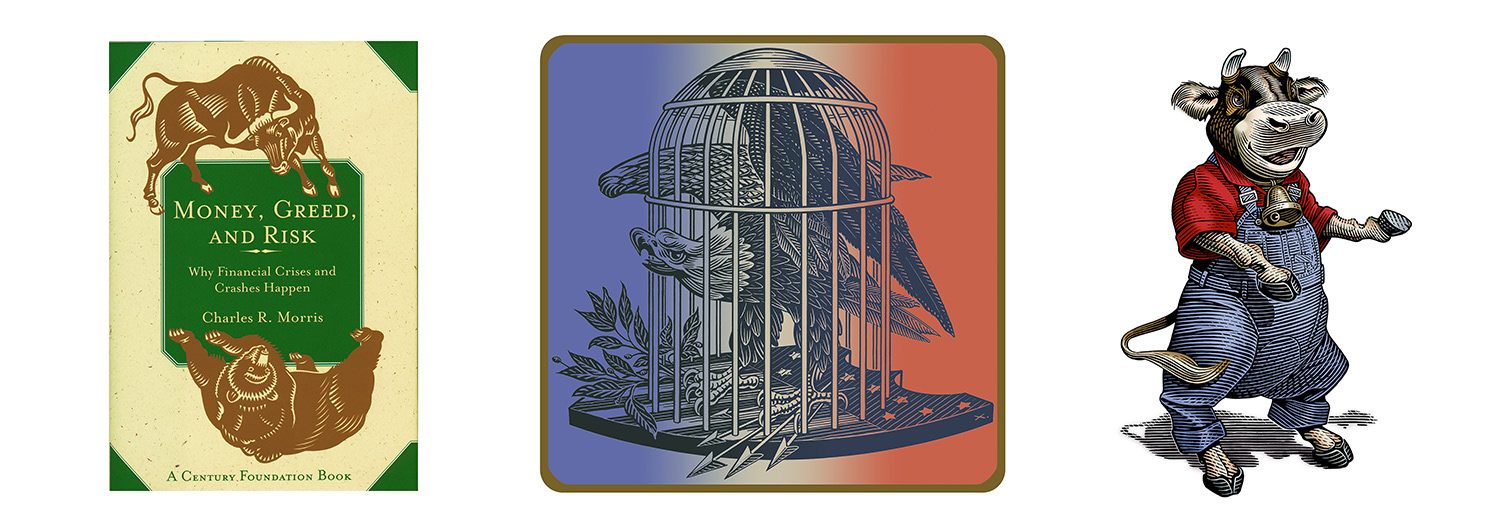 bull, bear, eagle cage, cow