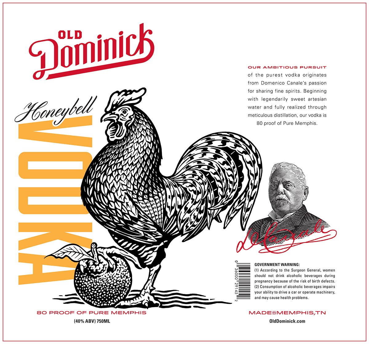 Old Dominick Distillery Vodka Label