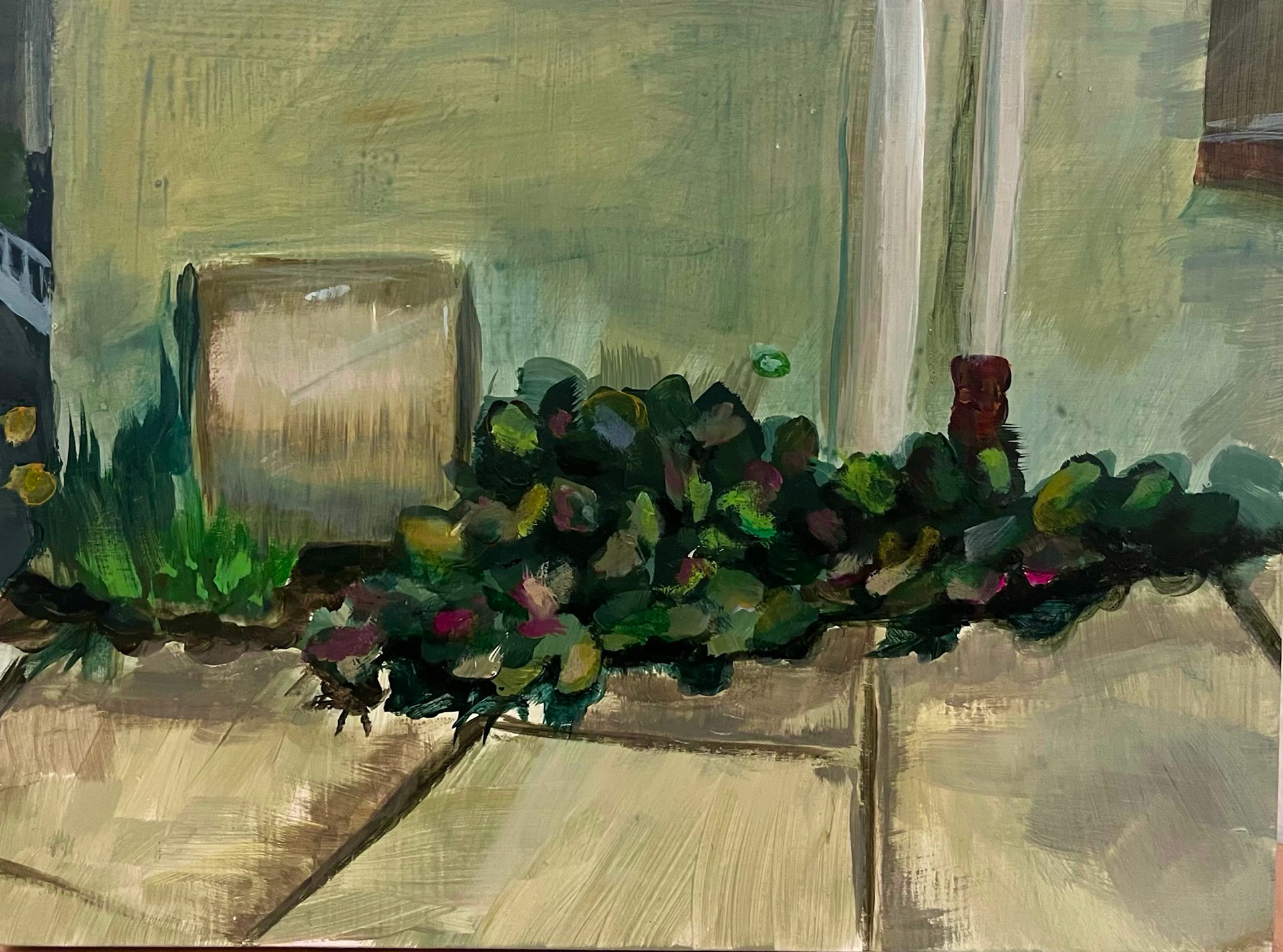 Cacti, 2024. Gouache on Wood. 8x10.