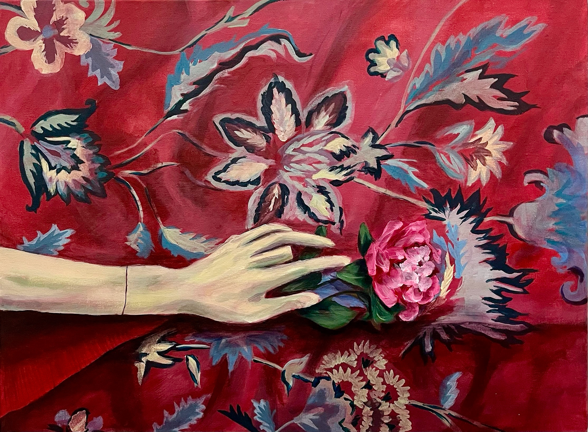 Red Still Life, 2024. Acrylic on Canvas. 18x24.