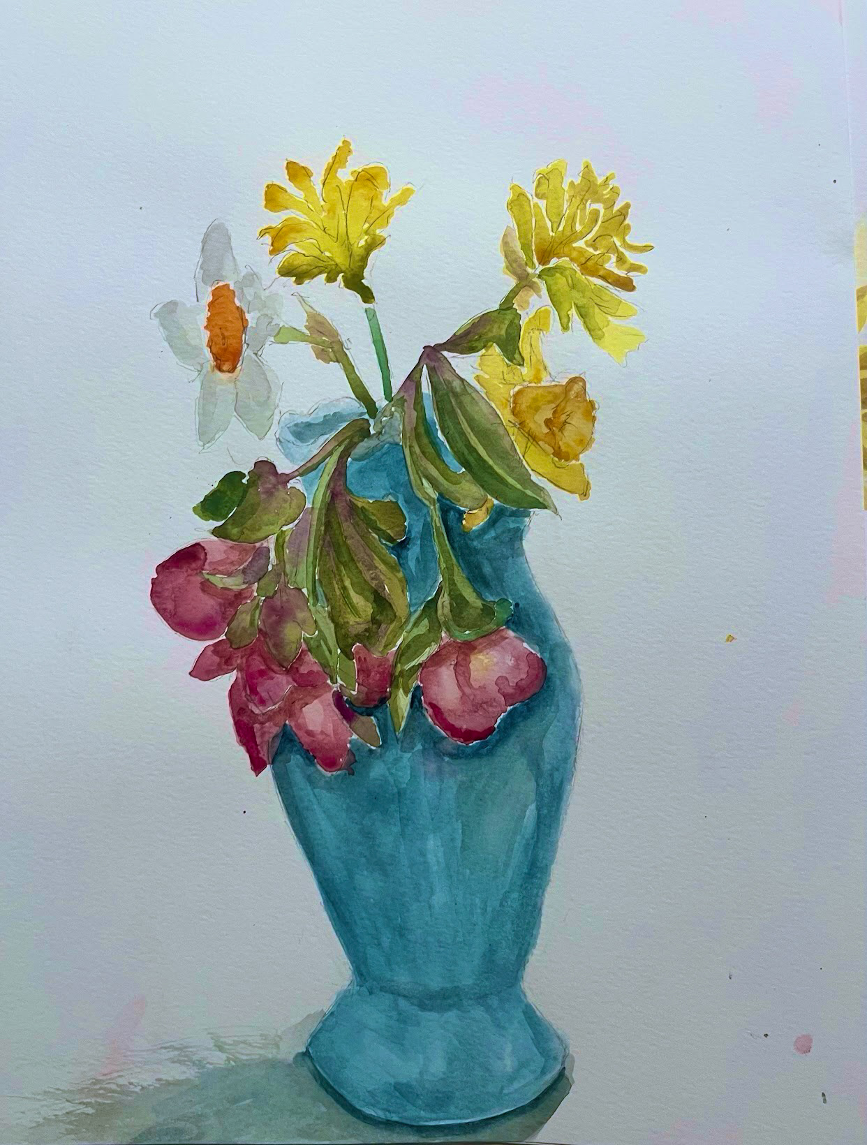 Floral Studies, 2025. Dye & Watercolor on paper. 9x12.