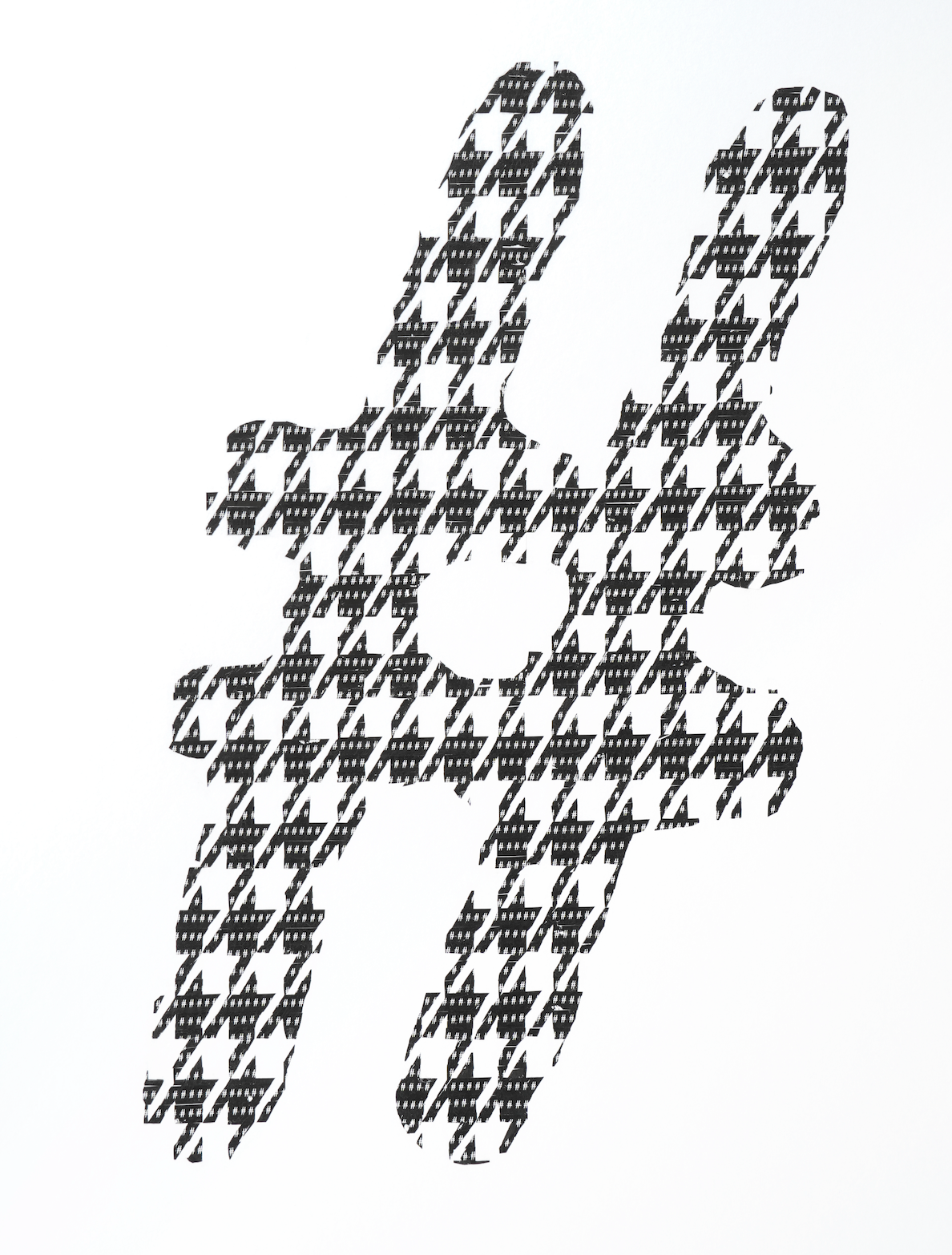 ~Houndstooth Hashtag~ used typewriter ribbon on Illustration Board, 17" x 11" © Marie Dutka Brix