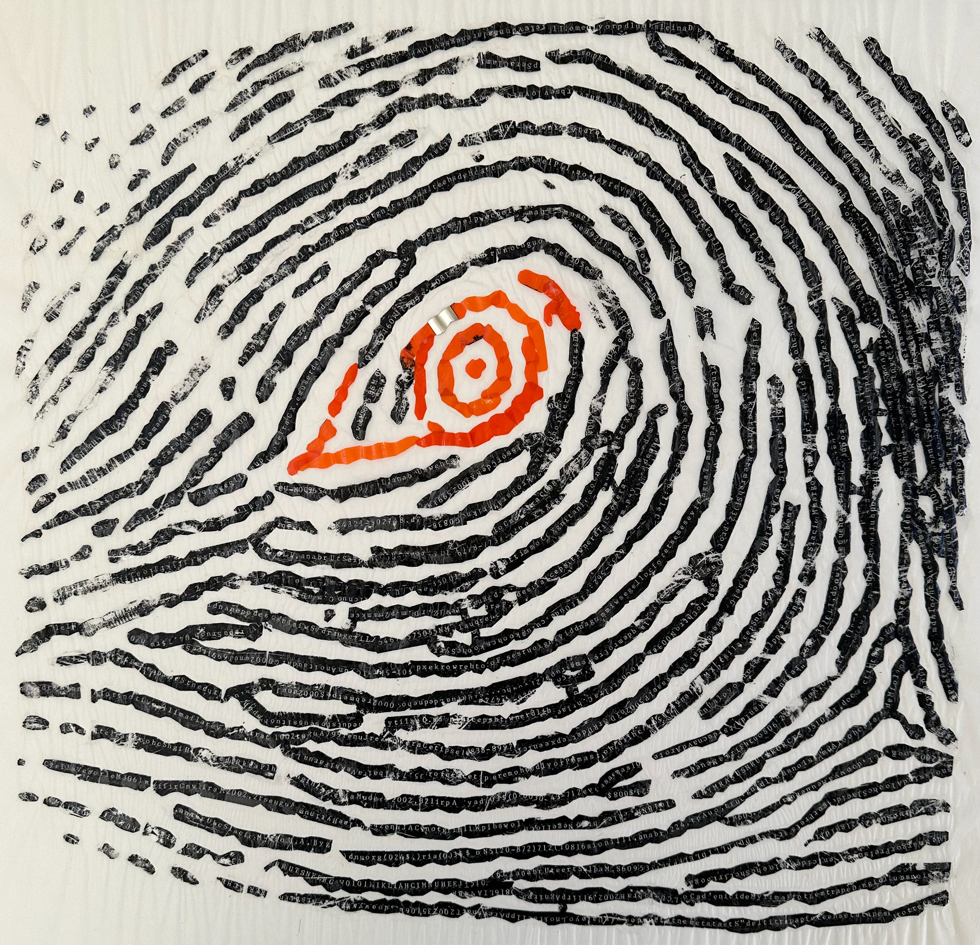 ~Whorl with a Twinkle~ used typewriter ribbon on paper, 19" x 17" © Marie Dutka Brix