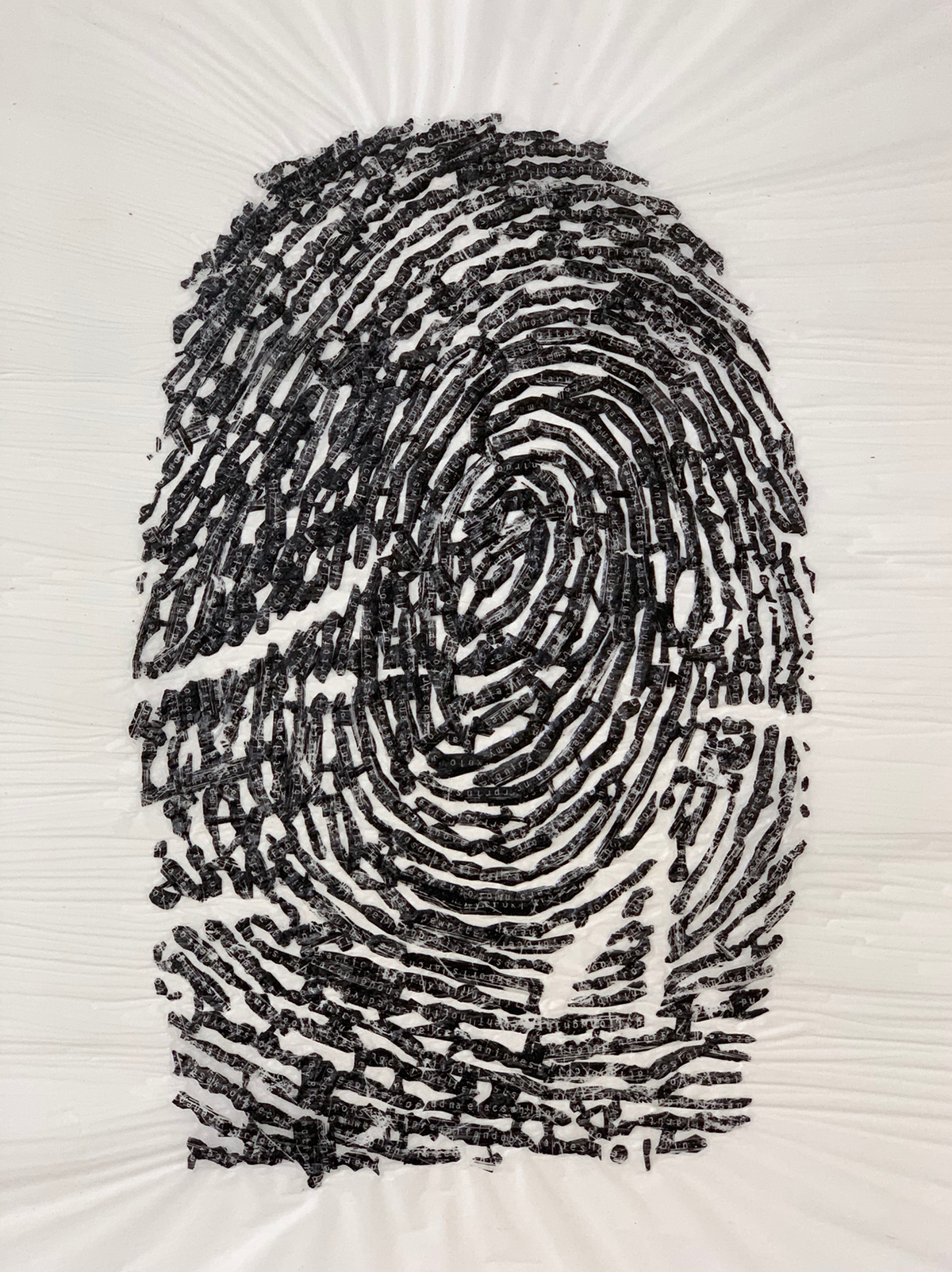 ~Artist Statement~ used typewriter ribbon on paper, 22" x 18"