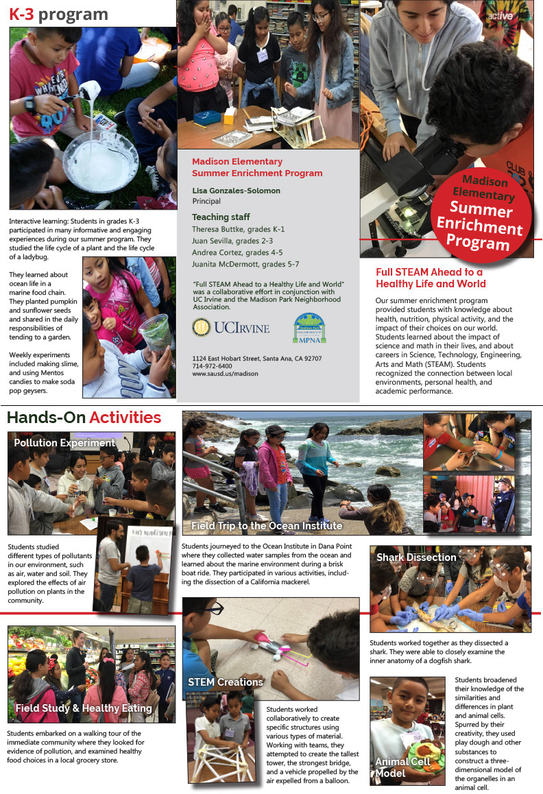 Madison Elementary Summer Program trifold brochure