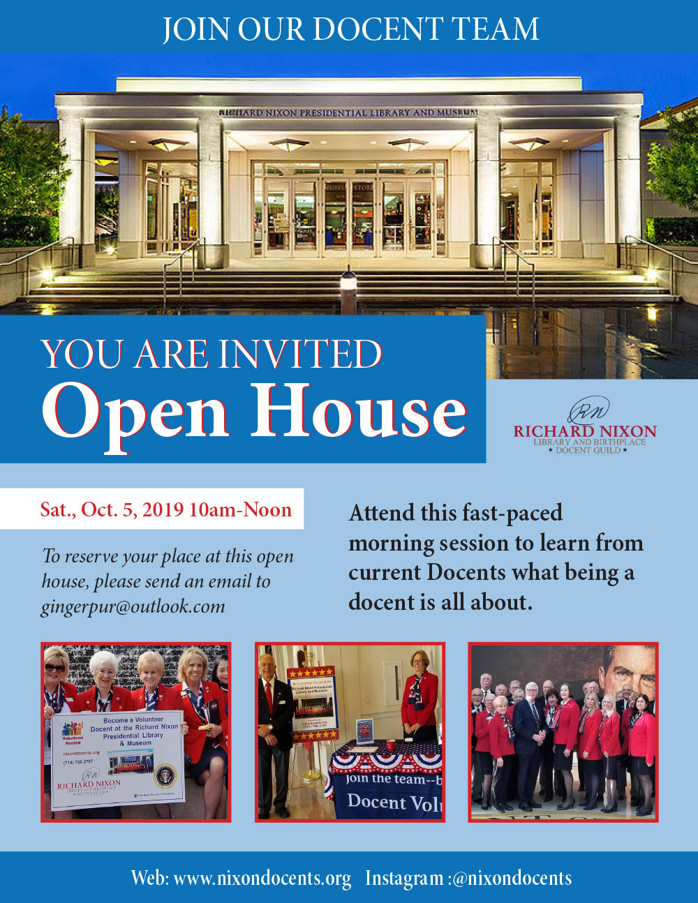 Richard M. Nixon Presidential Library Docents flyer