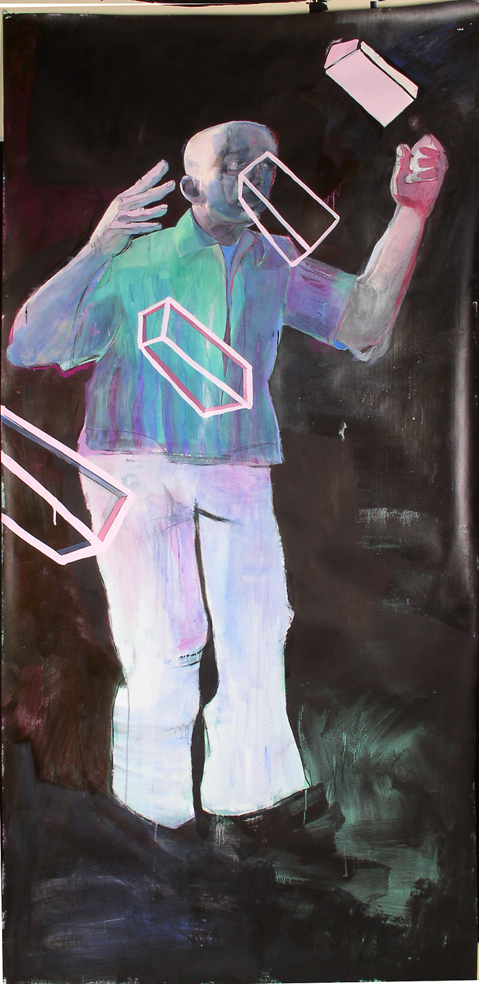 MAGICZNE CEGŁY / 260 X 100 CM / ACRYLIC PENCIL ON CARTOON