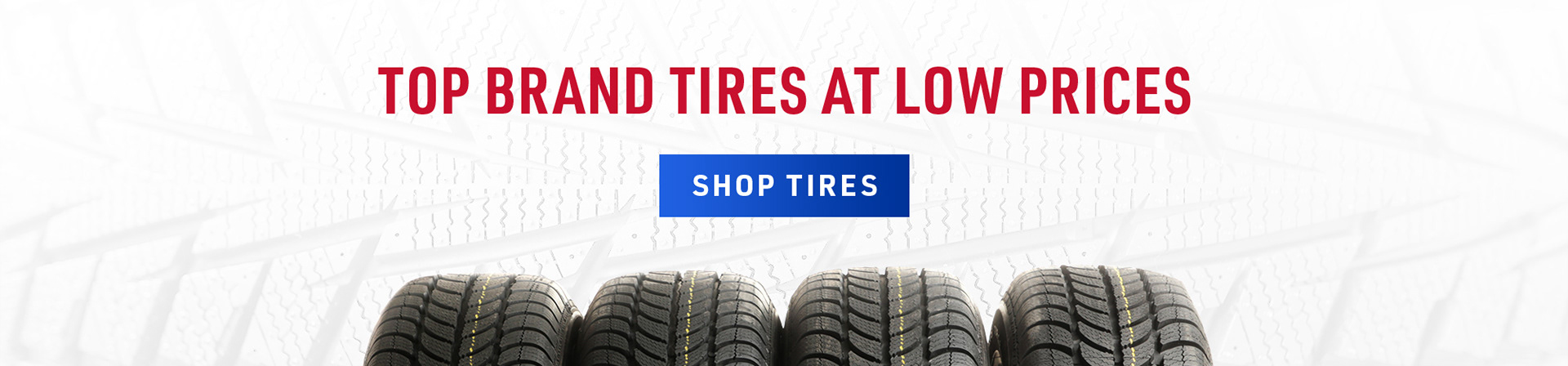Website banner for Express Oil Change which shows 4 tires at the bottom and text above that says "Top Brand Tires at Low Prices"