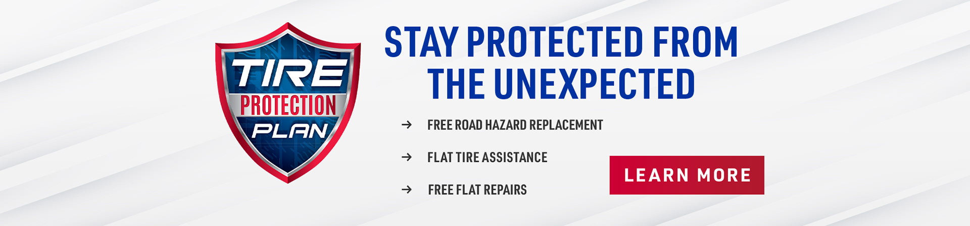 Website banner for Express Oil Change which advertises a Tire Protection Plan service and features the text "Stay Protected from the Unexpected"