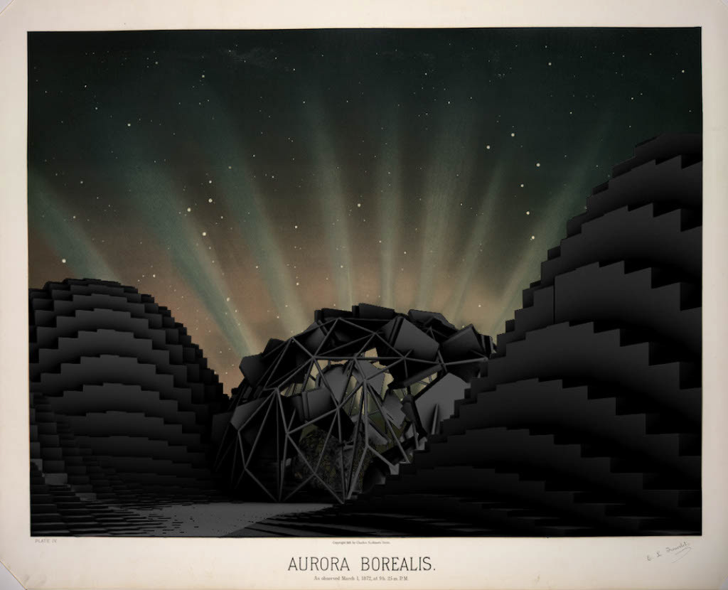 A cosmic representation of a remote dwelling in the likeness of Étienne Léopold Trouvelot