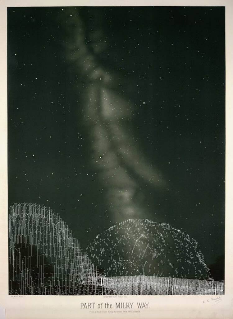 A cosmic representation of a remote dwelling in the likeness of Étienne Léopold Trouvelot