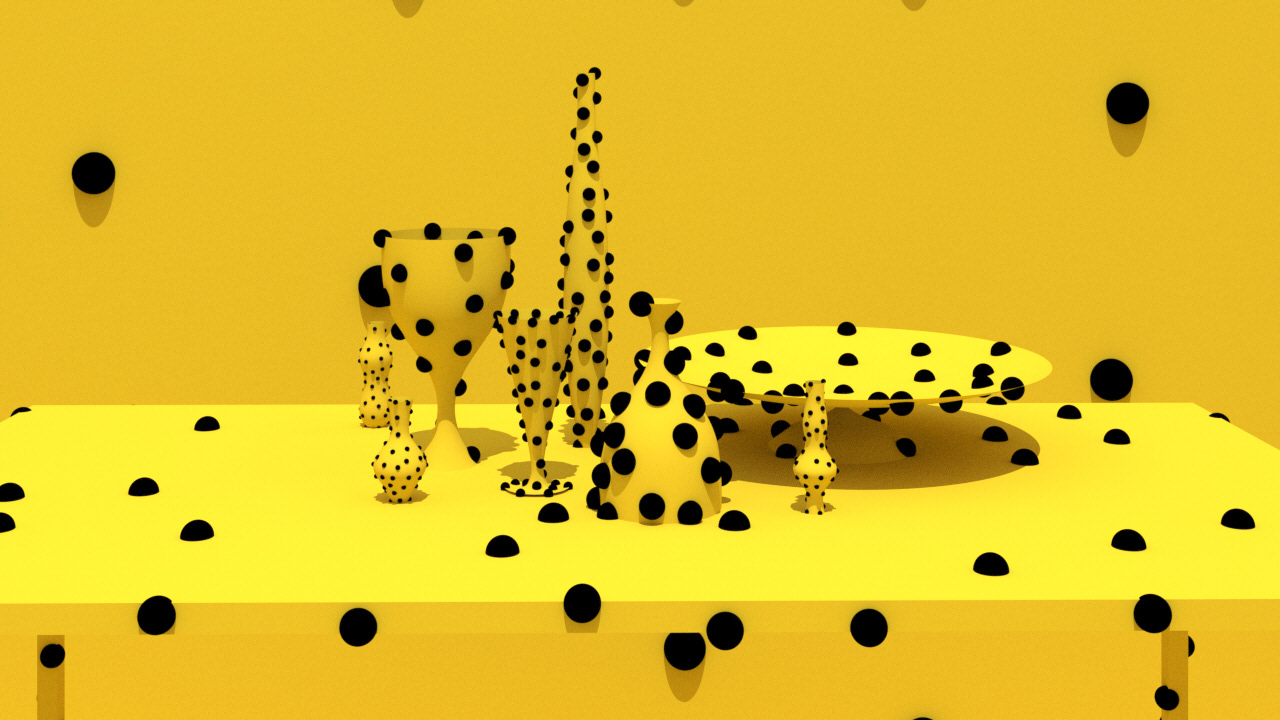 "marrying" the artistic styles of Yayoi Kusama and Giorgio Morandi