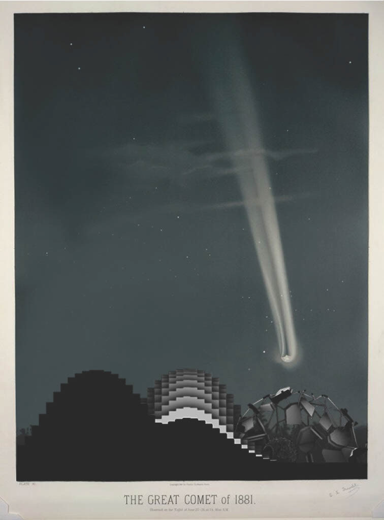 A cosmic representation of a remote dwelling in the likeness of Étienne Léopold Trouvelot