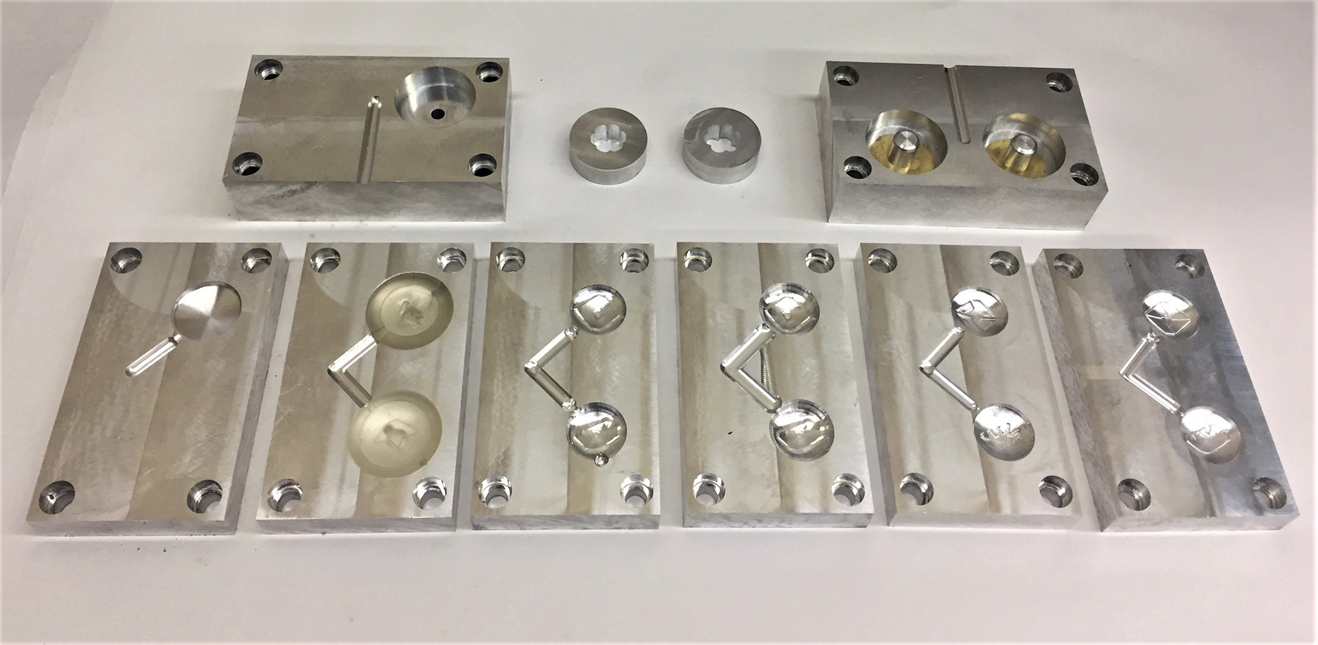 A range of CNC-machined mold prototypes